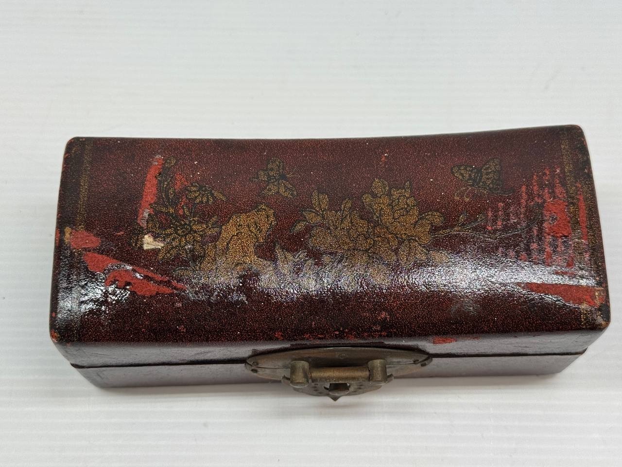 Vintage Chinese Travel Mahjong-Style Game Set in Carved Wooden Pillow Box Rare