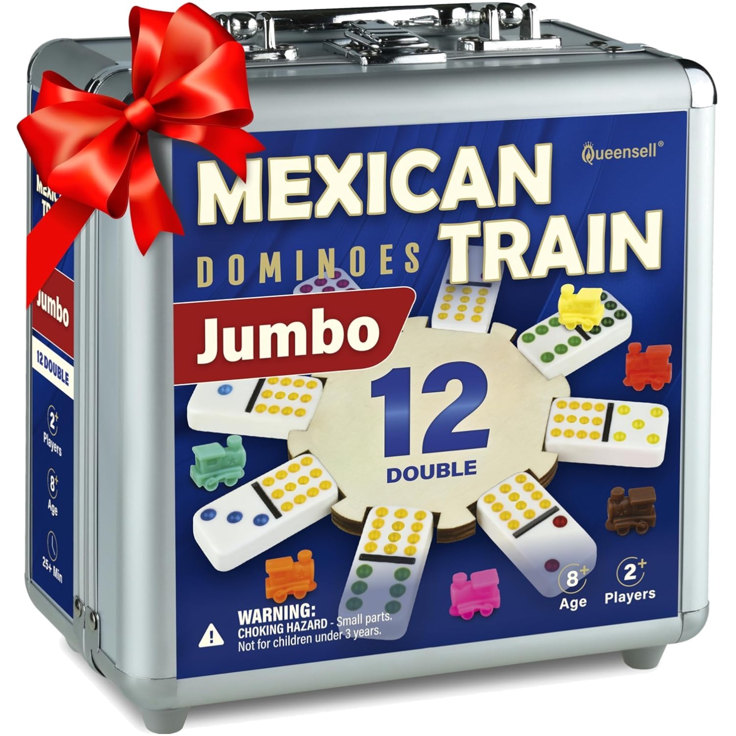 Elegant Double 12 Mexican Train Dominoes Set – 91 Tiles in Durable Aluminum Case