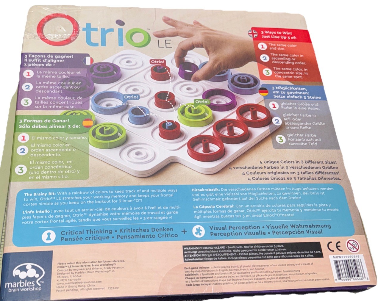 Marbles Brain Workshop Otrio LE Game Complete In Damaged Box European Version?