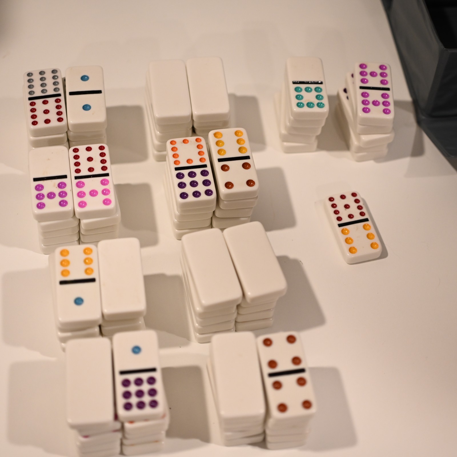 Vintage Double 12 Dominoes Cardianal Complete 91 Pieces Color Dots w/Vinyl Case