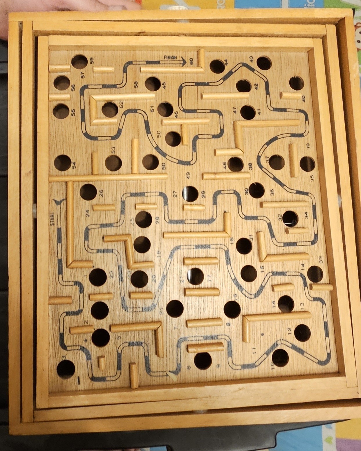 Vintage Labyrinth Wooden Maze Marble Skill Puzzle Game