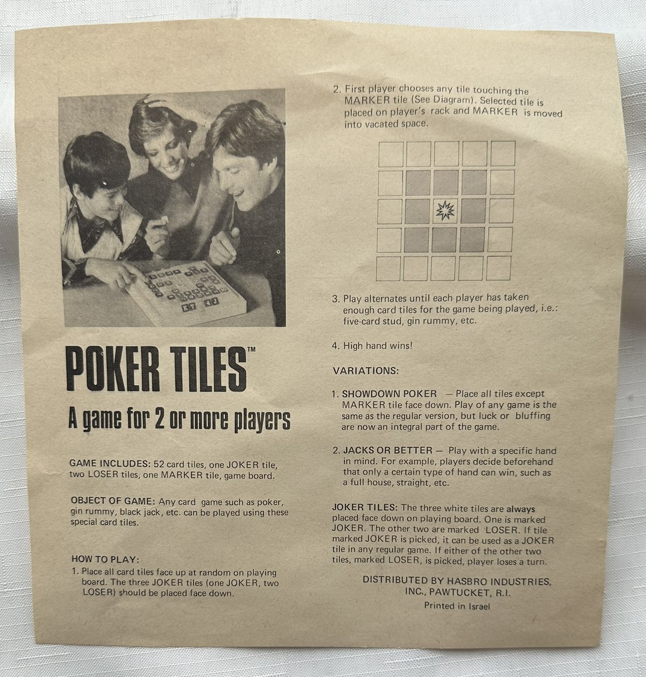 1976 Poker Tiles Game by Hasbro Complete in Great Condition FREE SHIPPING