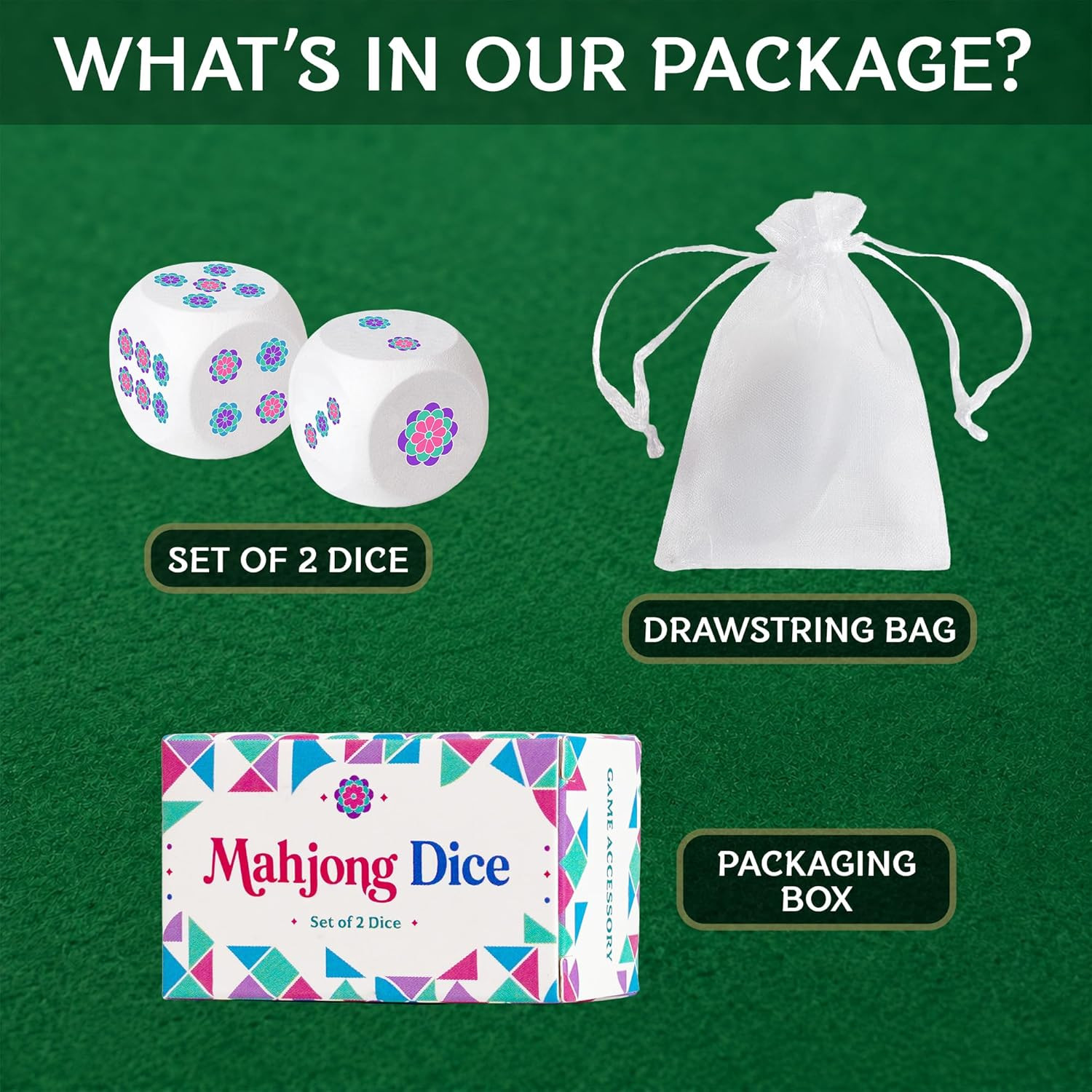 2Pcs Mahjong Dice 20mm, Wooden Dice for Mahjong, Mah Jongg Gifts for Women, Mah