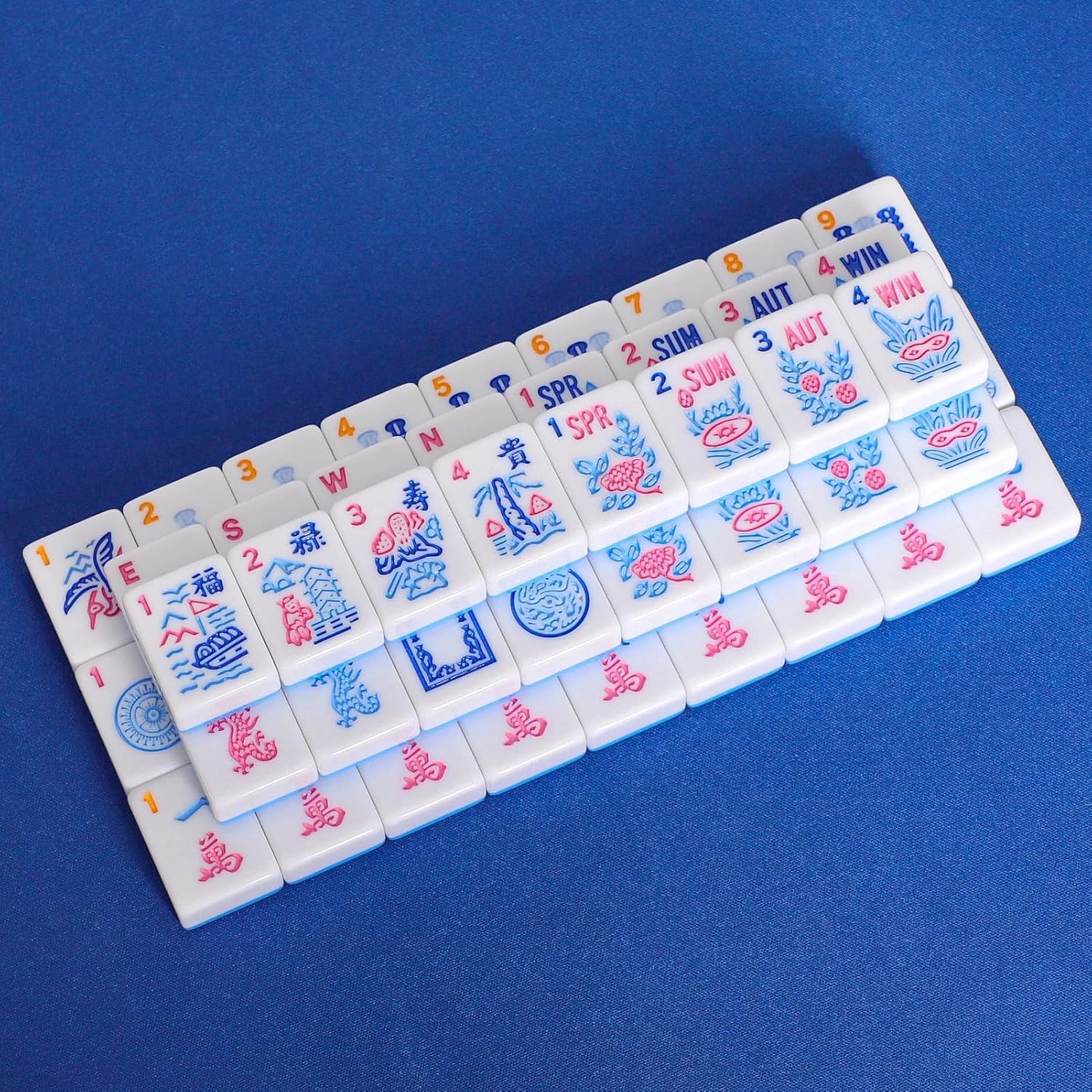 American Mahjong Tile Set, 166 Blue Tiles, 1.2in High Quality, Tiles Only