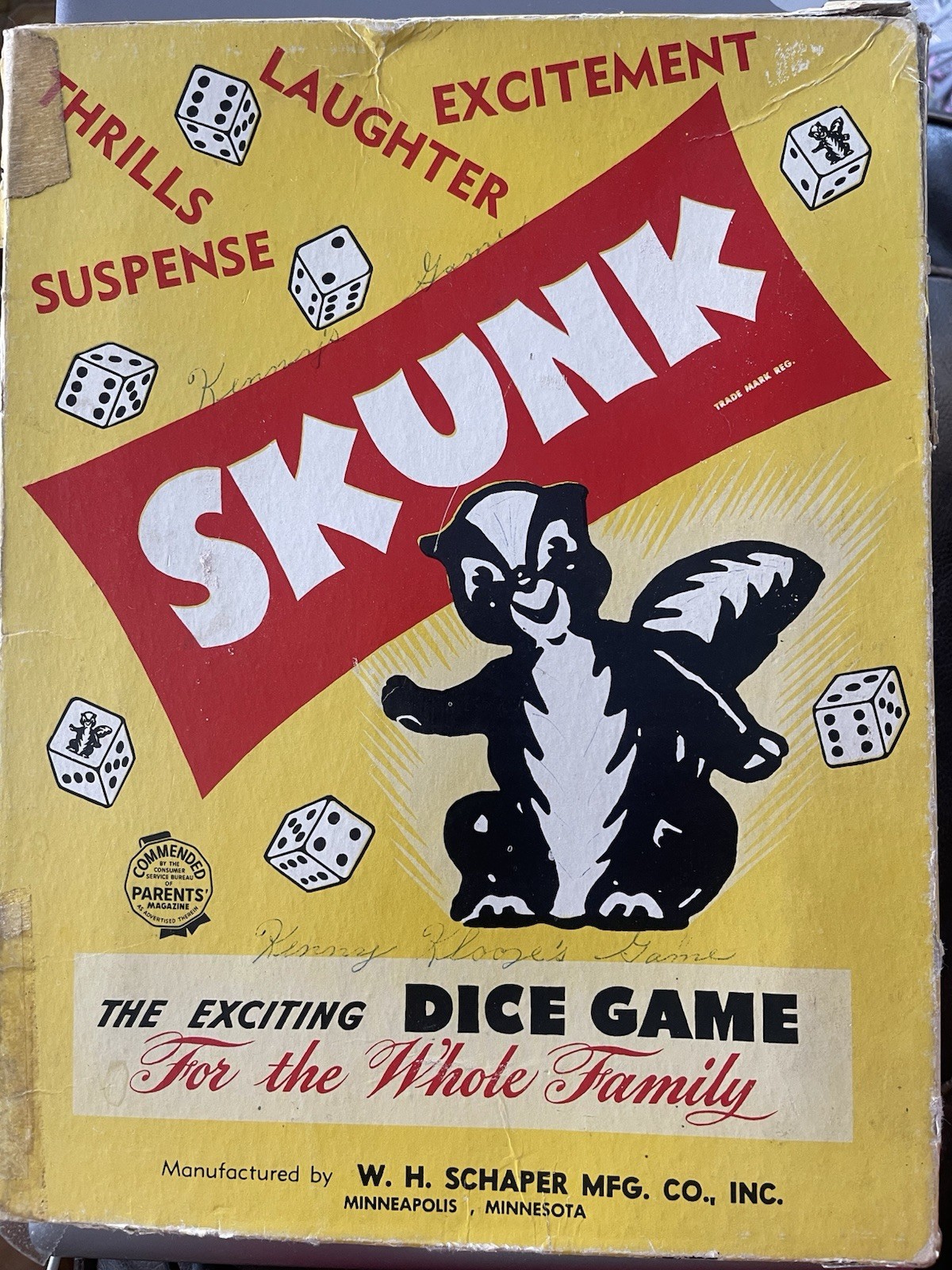 1953 Schaper Board Game SKUNK # 500 Good Condition Party Excitement Vintage 17