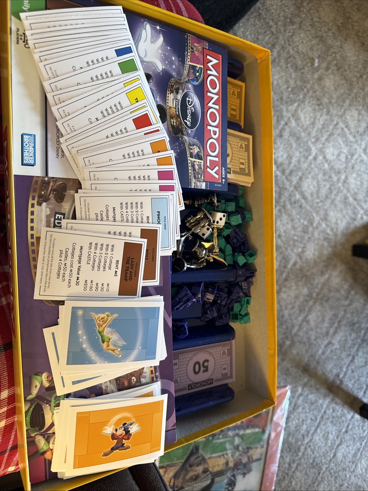 MONOPOLY DISNEY EDITION (2009) 6 PEWTER PIECES 1 GOLDEN TINKER BELL Game Piece