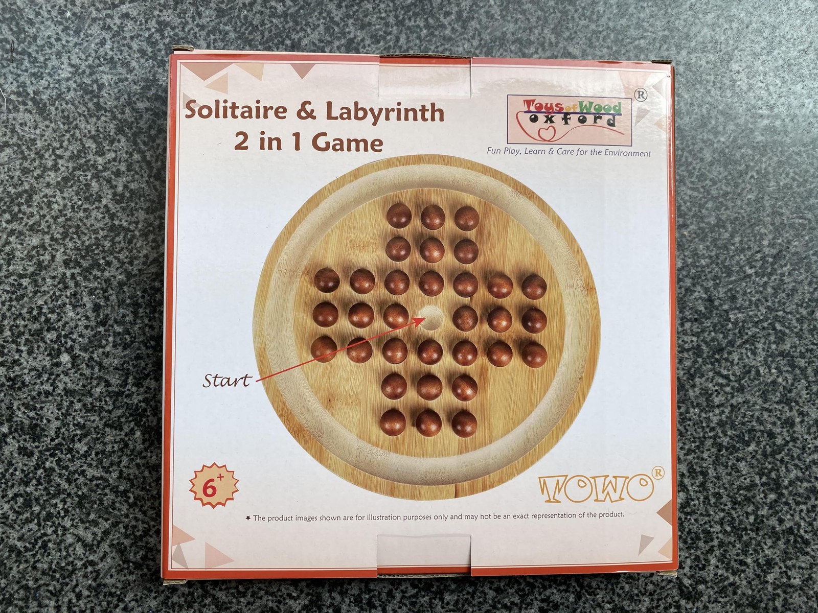TOWO 2-in-1 Solitaire Labyrinth Board Game, Marble Maze Balancing Toy