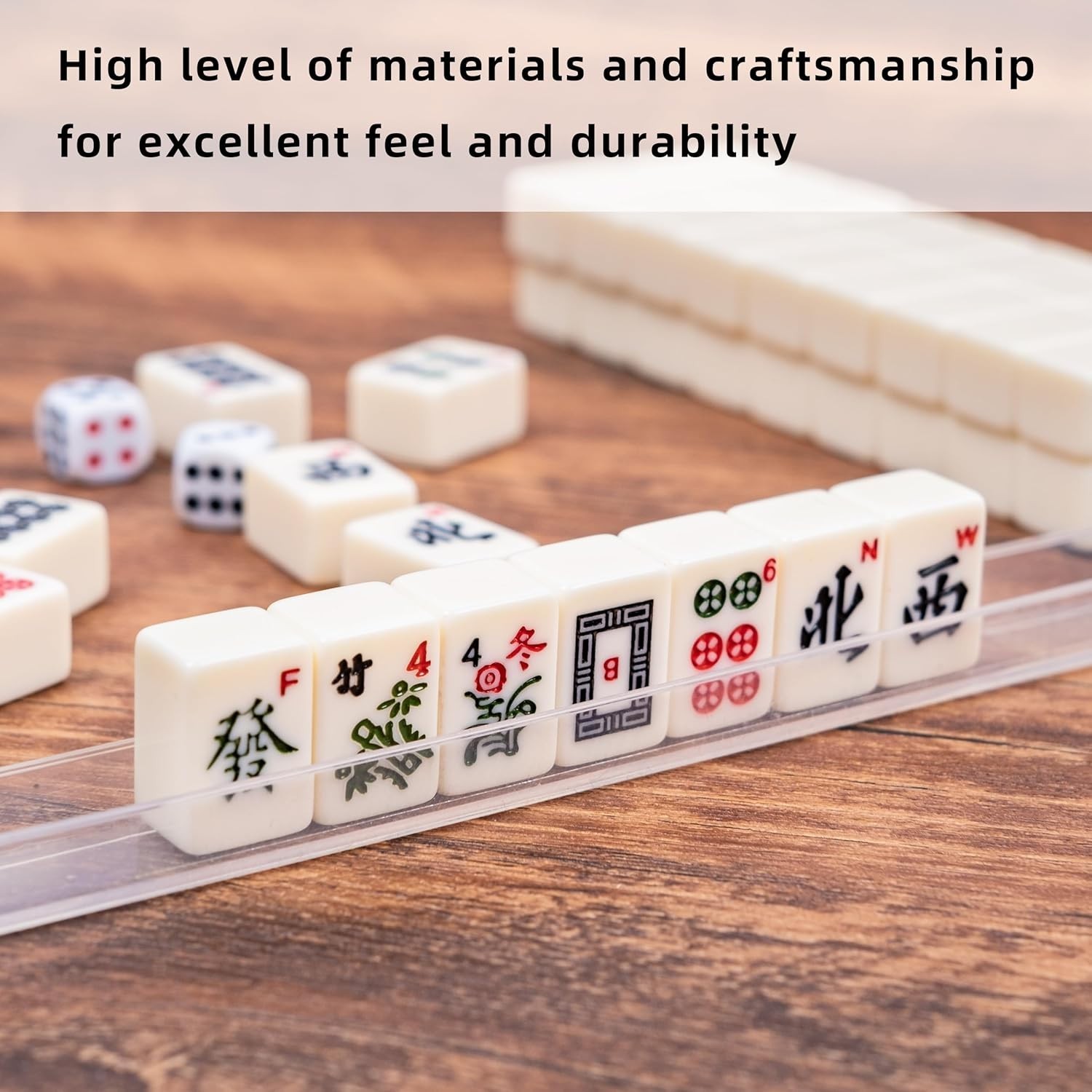 Mini Mahjong Game with Numbered Tiles, Racks and Easy-to-Follow Instructions