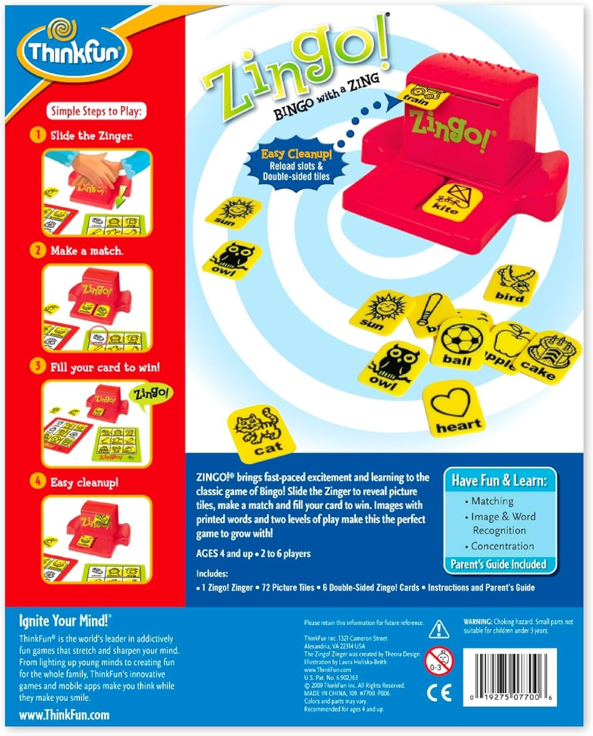 Zingo! Bingo with a Zing Sight Word Kids Game Thinkfun , -Complete