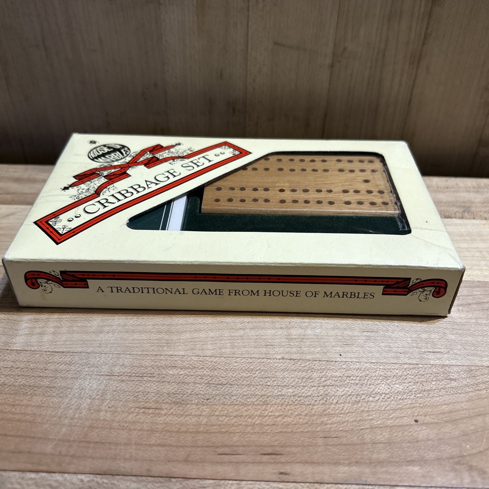 House of Marbles Complete Wooden Set Cribbage Folding Board VTG