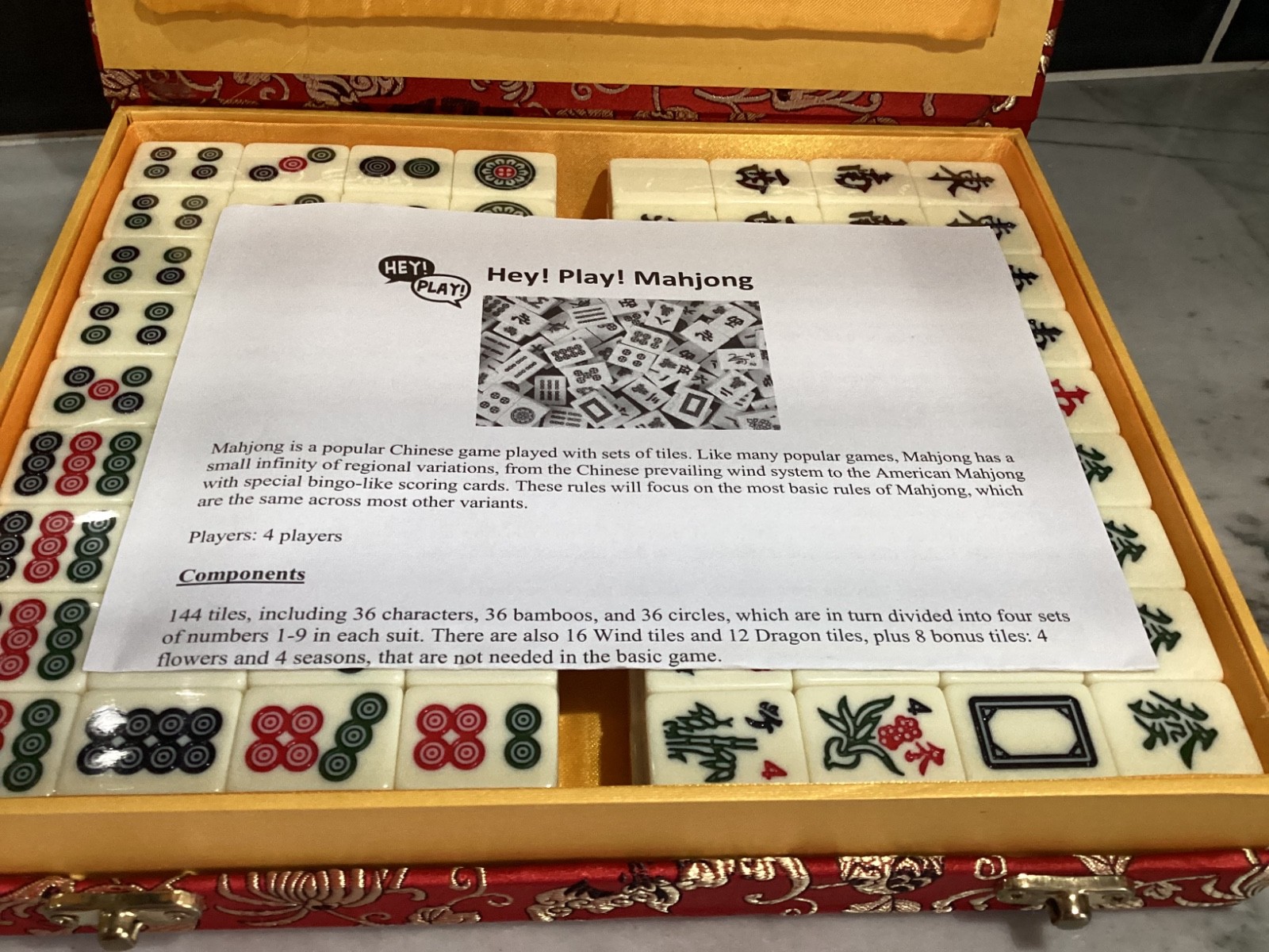 Traditional Chinese Mahjong Game Set 144 Sealed Manufactured in Wuxi, China