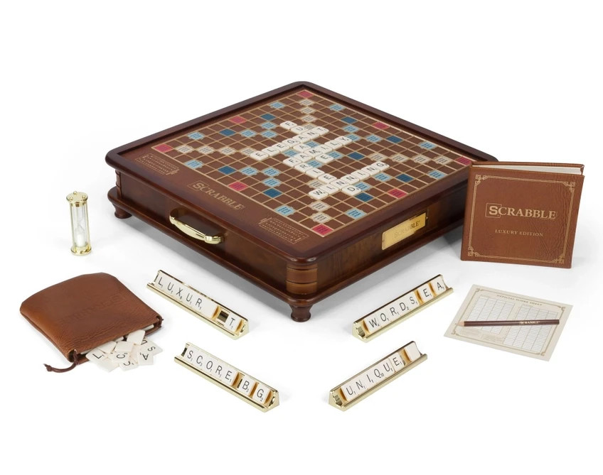 Scrabble Luxury Edition with Rotating Wooden Game Board by Winning Solutions New