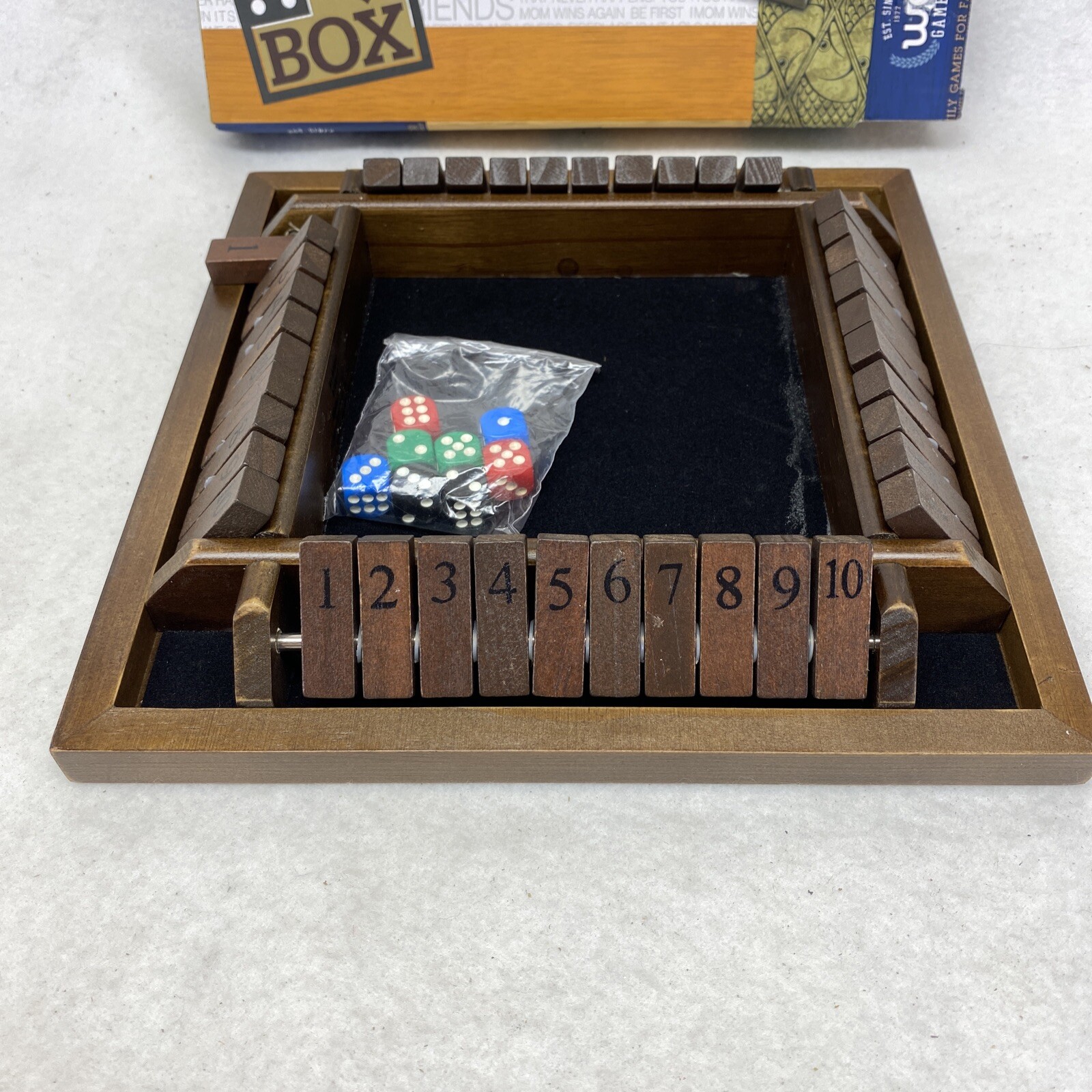 WE Games 4 Player Shut The Box(TM) Dice Game with Lid, Natural Wood, Large A