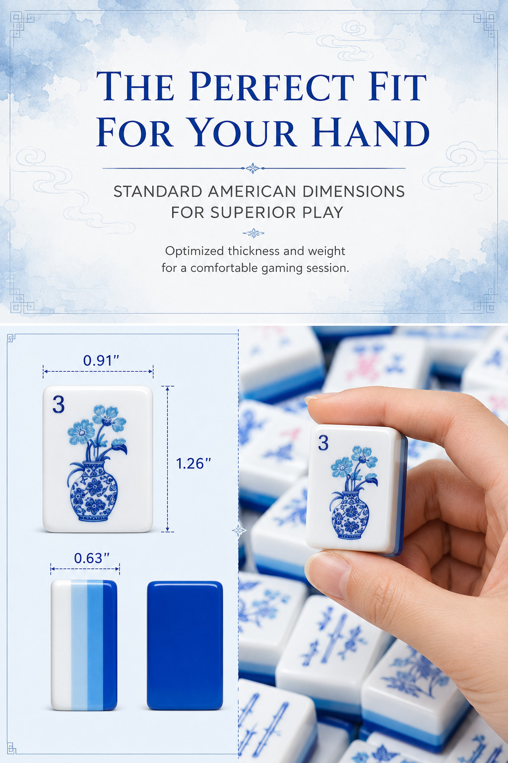 US Stock American Mahjong Tiles 160 Blue and White Porcelain Mahjong Set