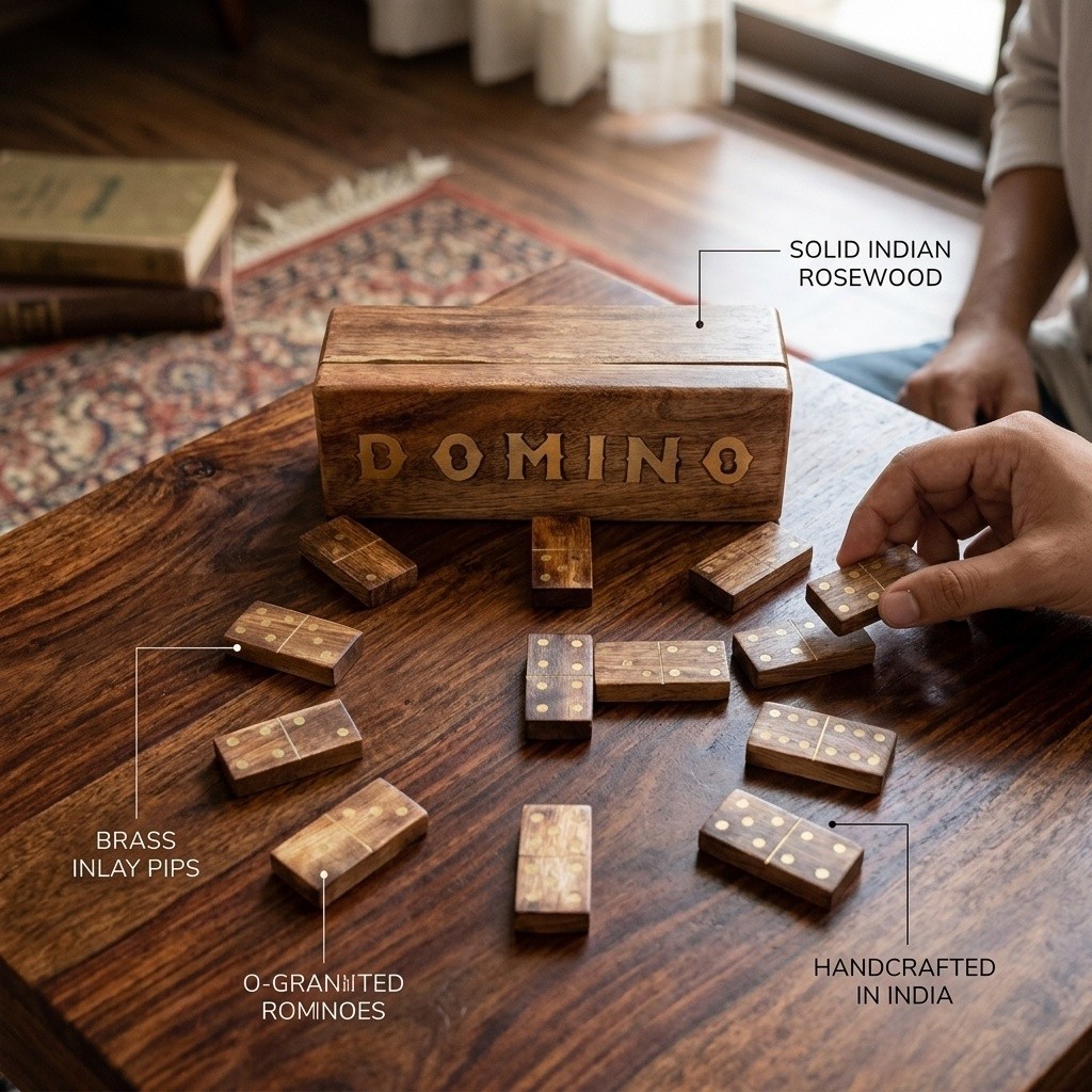STORE INDYA Wooden Dominoes Set Double Six | Classic Handmade Domino Game