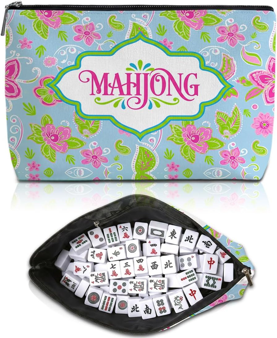 Mahjong Tile Bag Pink Floral American Mahjong Bag Makeup Bags (Case Only) | Thic