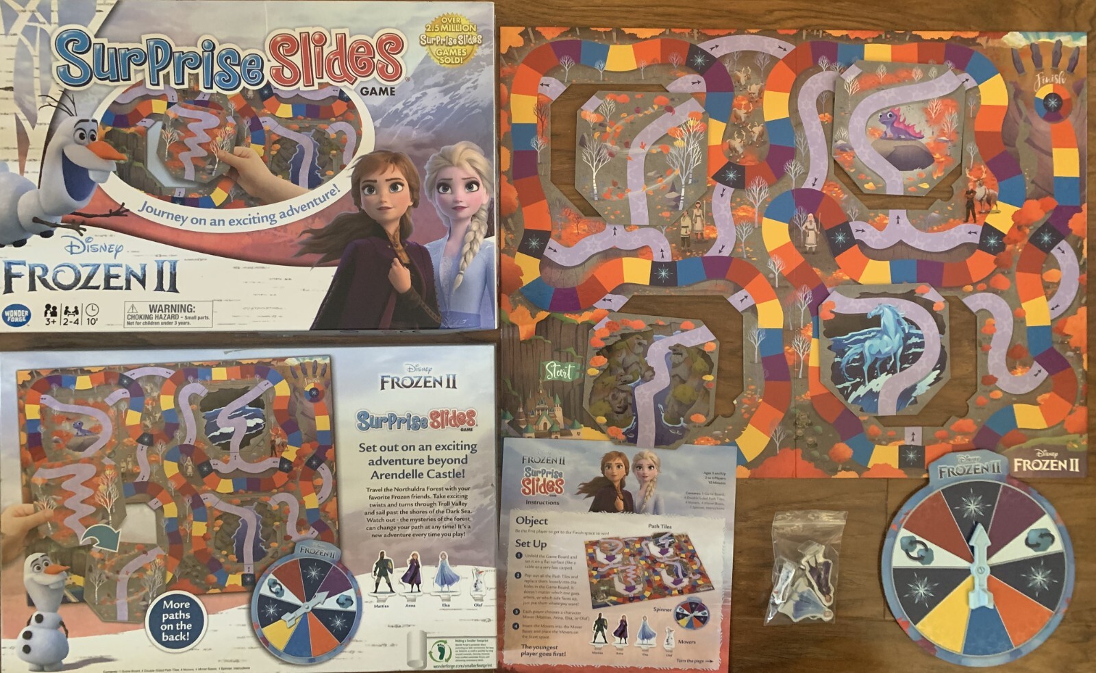 Frozen Lot:Surprise Slides+Match+Kristoff+SvenPlush+Elsa-Anna Tin+Dominos+CD+Mat