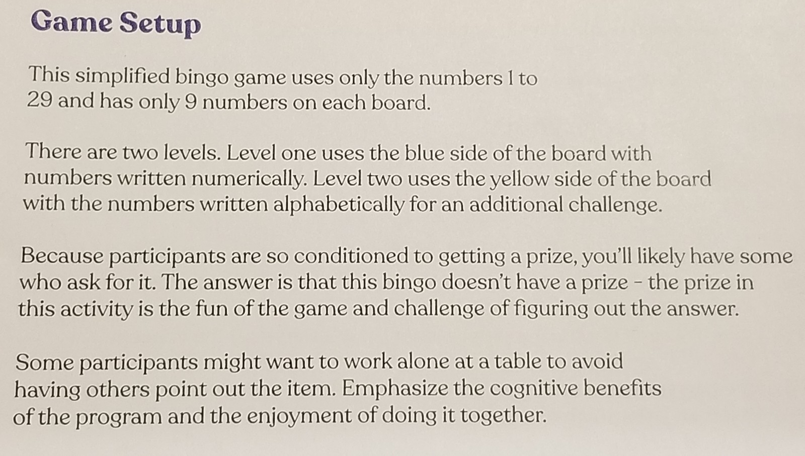 Keeping Busy Easy Bingo Game (Simple Number Matching Activity for Seniors)
