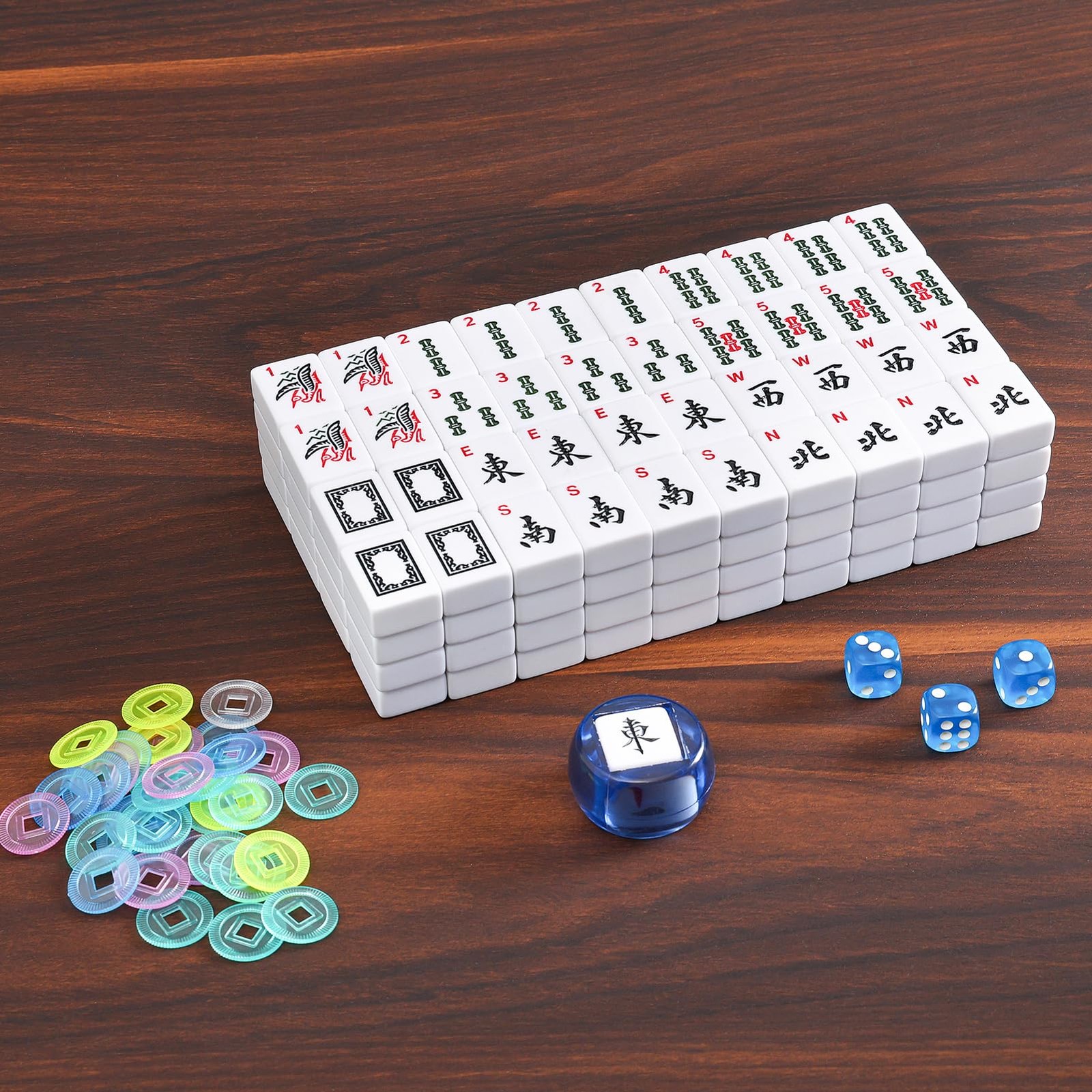 ZGME American Mahjong Set,166 White Tiles with Blue Bag and 1 inch, Deep