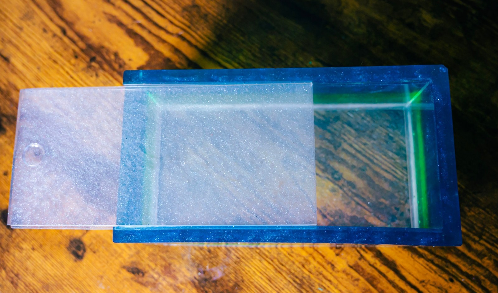 Handmade Resin Domino Set with Matching Storage Box Blue Green Swirl