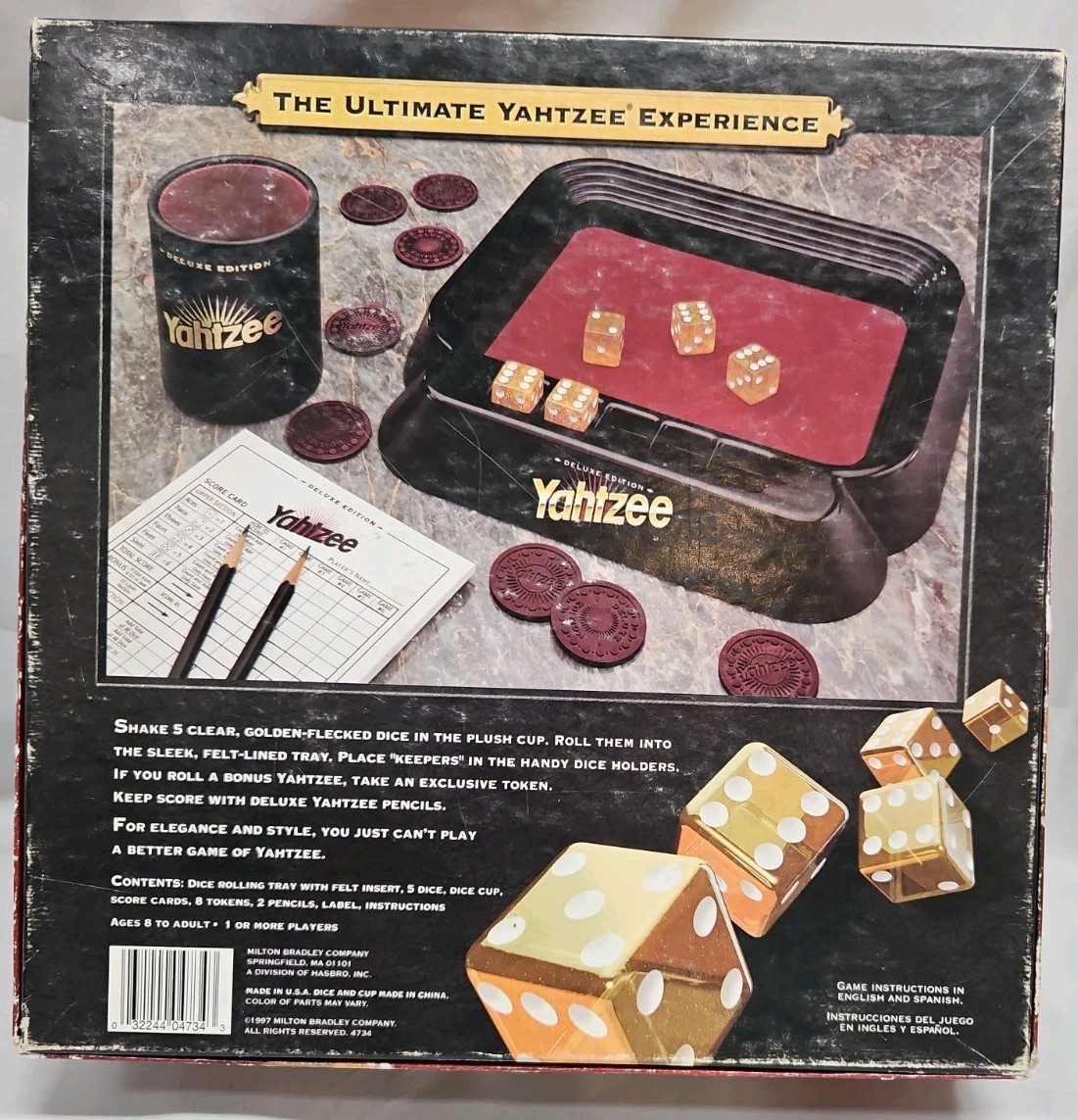 Yahtzee Deluxe Edition Gold Dice Vintage 1997 Game Shake, New Pencils Complete
