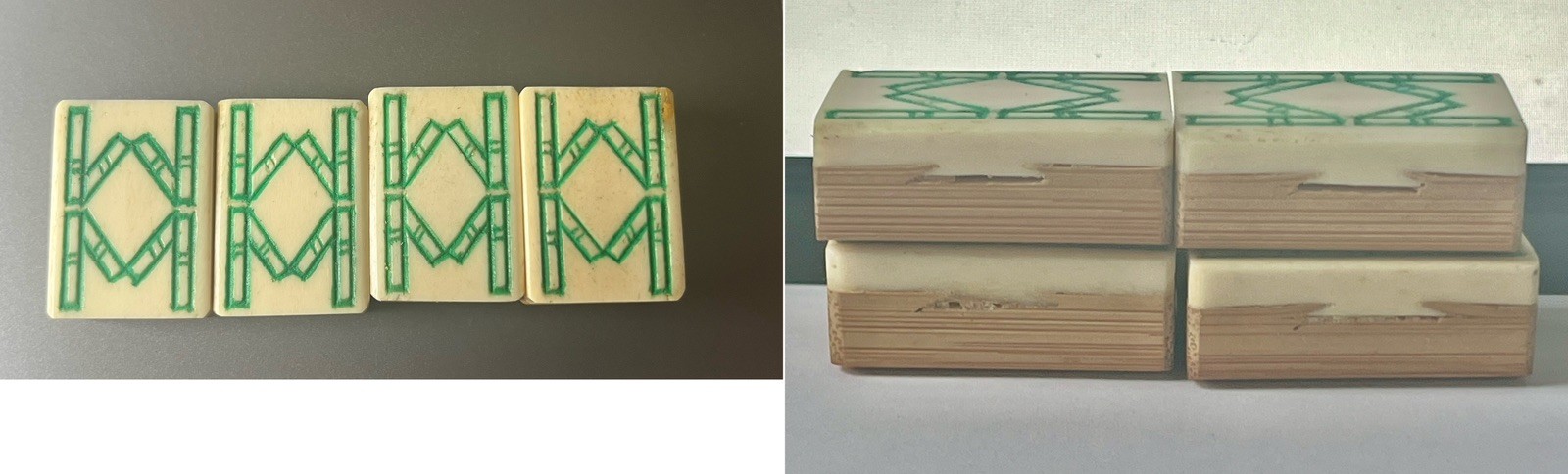 lot 4 Vtg 1920 Mahjong Bone/Bamboo Replacement Tiles 8 BAM tight dovetail