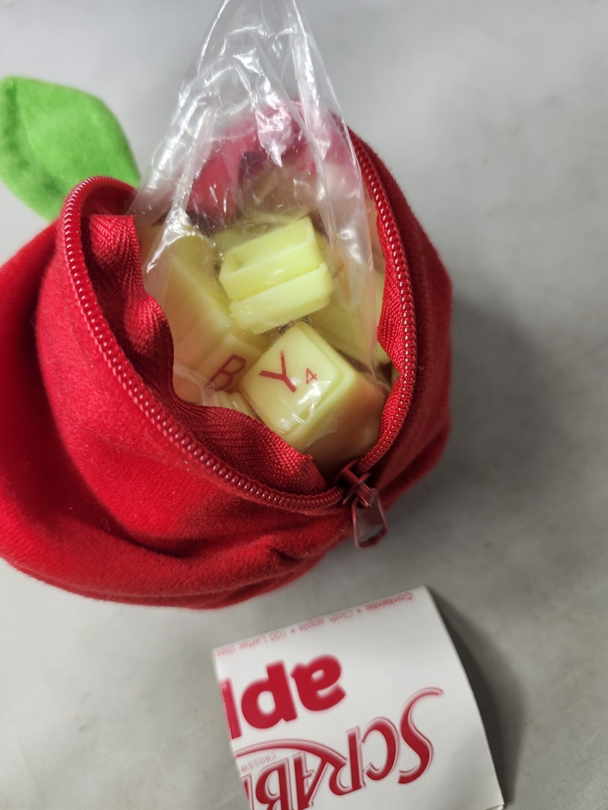 Scrabble Apple Word Game Zip-Up Bag Pouch Letter Pieces Classic Board Complete