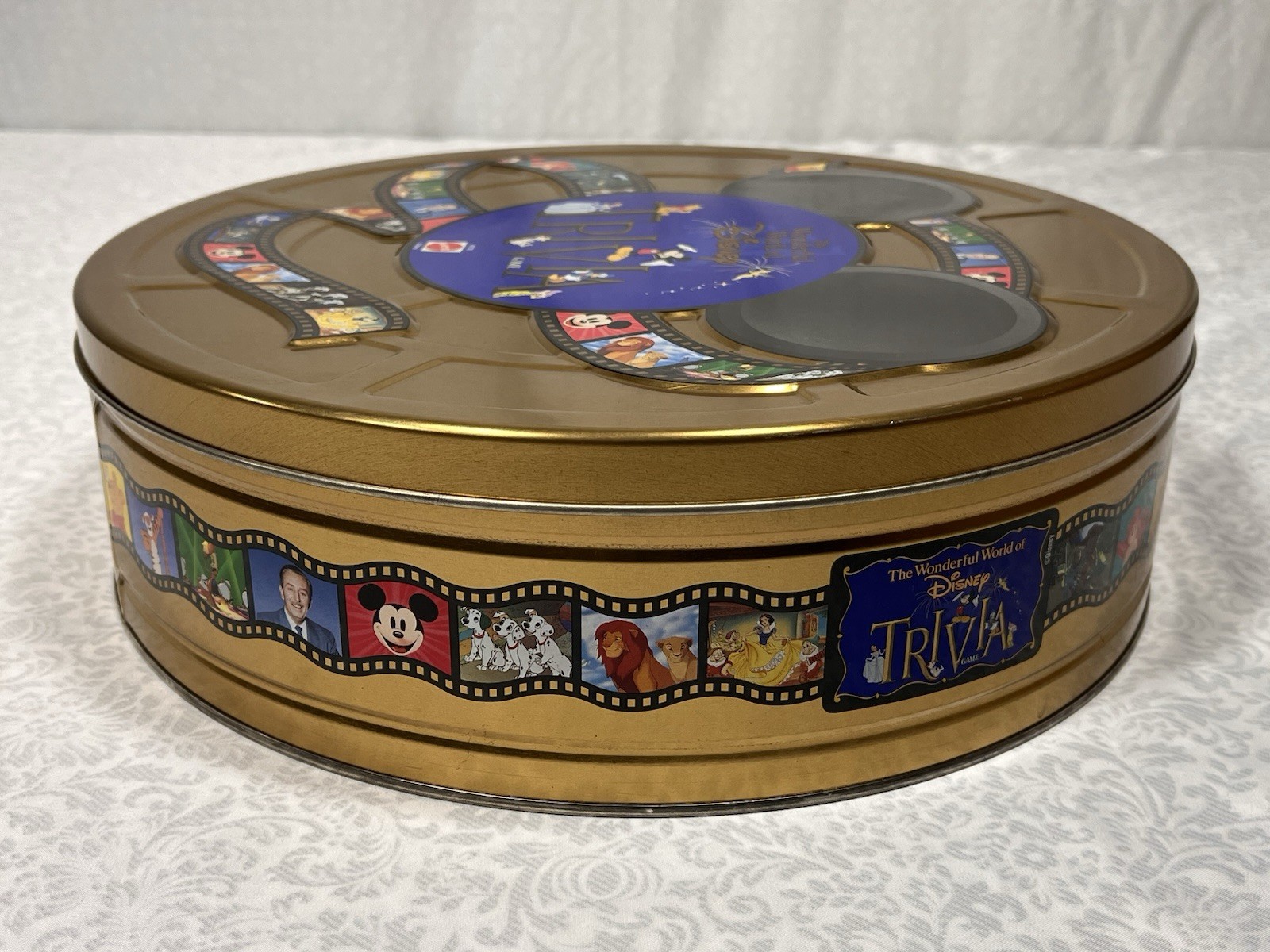 Wonderful World of Disney Trivia Game COMPLETE Gold Tin Mattel Vintage