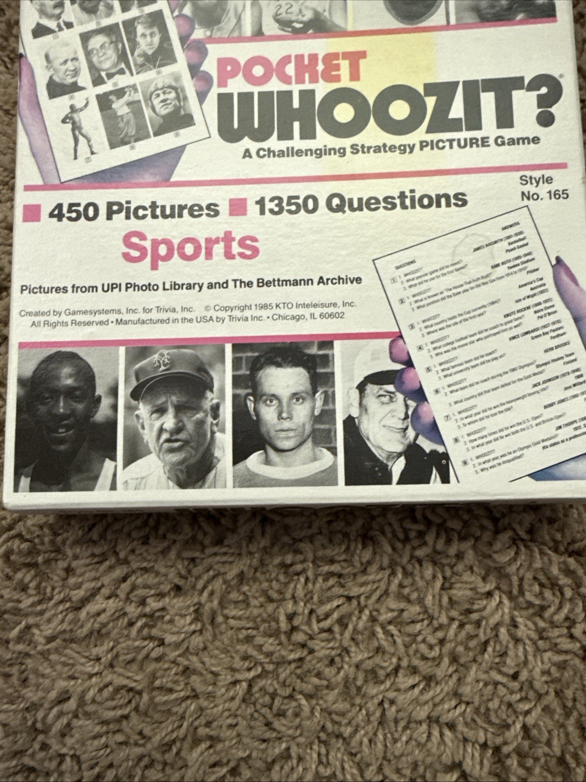 Vintage POCKET WHOOZIT SPORTS STRATEGY PICTURE GAME USA #165 Babe Ruth EUC VTG