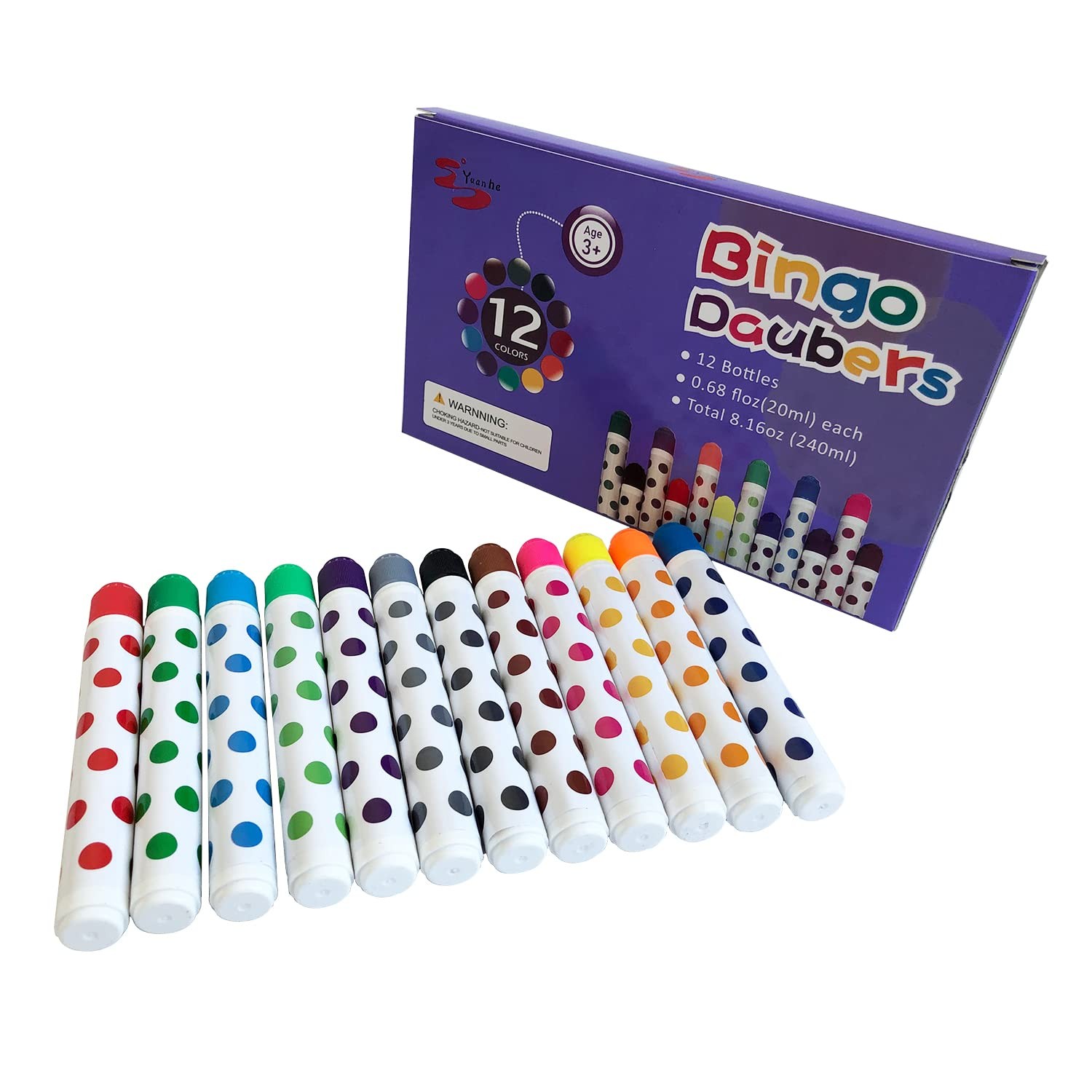 Bingo Daubers 12 Pack Mixed Colors Dot Art Markers