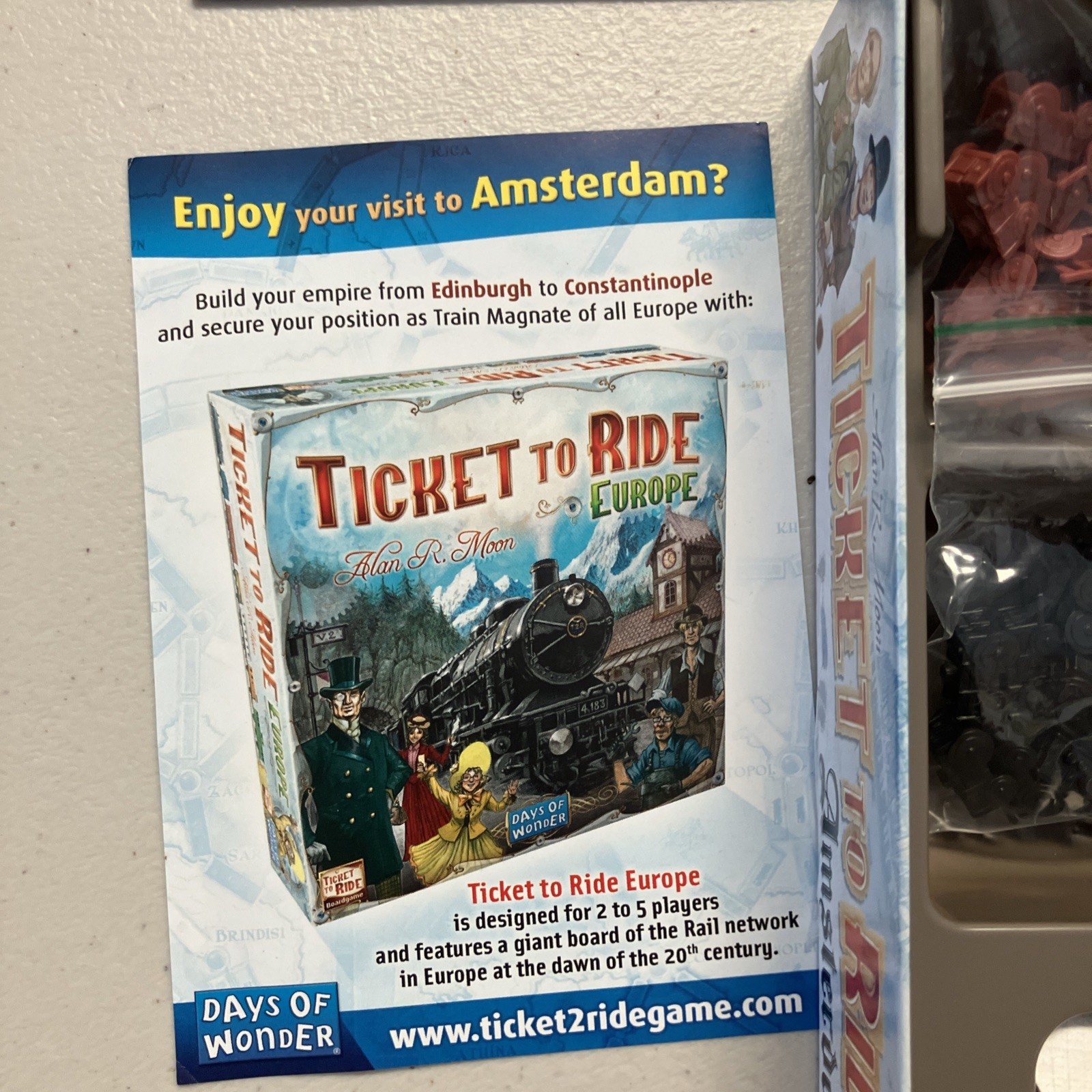 Ticket to Ride Amsterdam Board Game Days of Wonder Complete Barely Played Nice