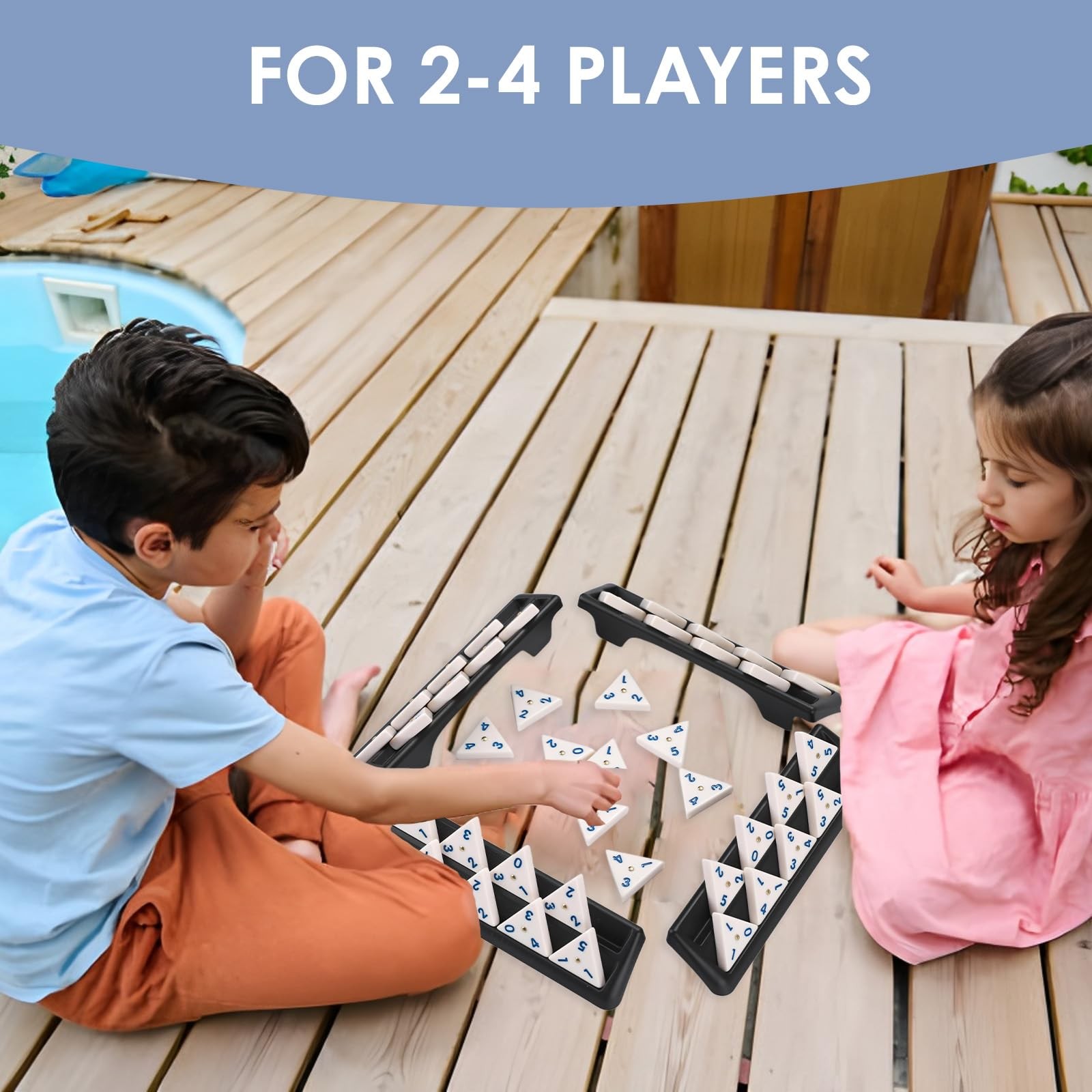Triangle Domino Game Set with 4 Holders Travel Case | 56 Upgrated Triangular …