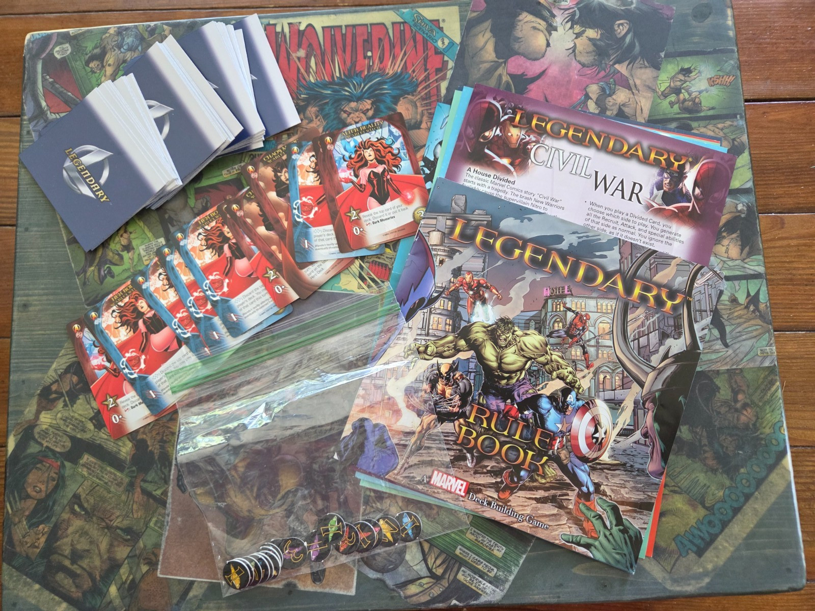 Marvel Legendary Base W/ 12 Expansions, Handmade Box, 2 Gameboards