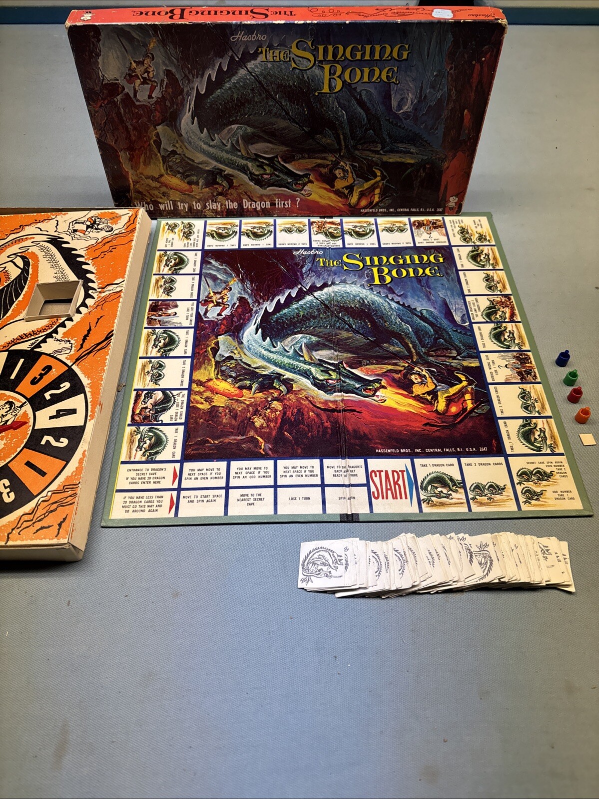 1962 THE SINGING BONE DRAGON BOARD GAME HASBRO HASSENFELD BROS FANTASY Complete