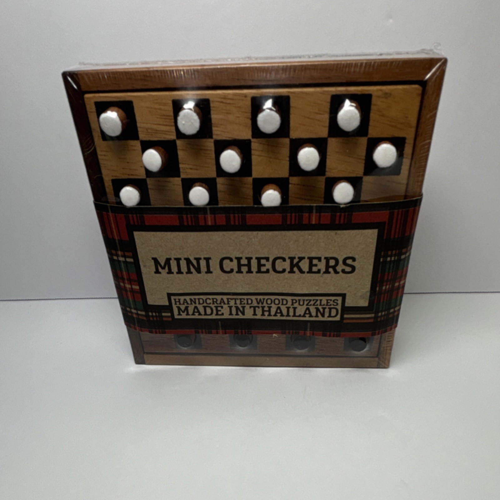 New Siam Mandalay Wooden Checker Game Mini Travel Board Hand Crafted In Thailand