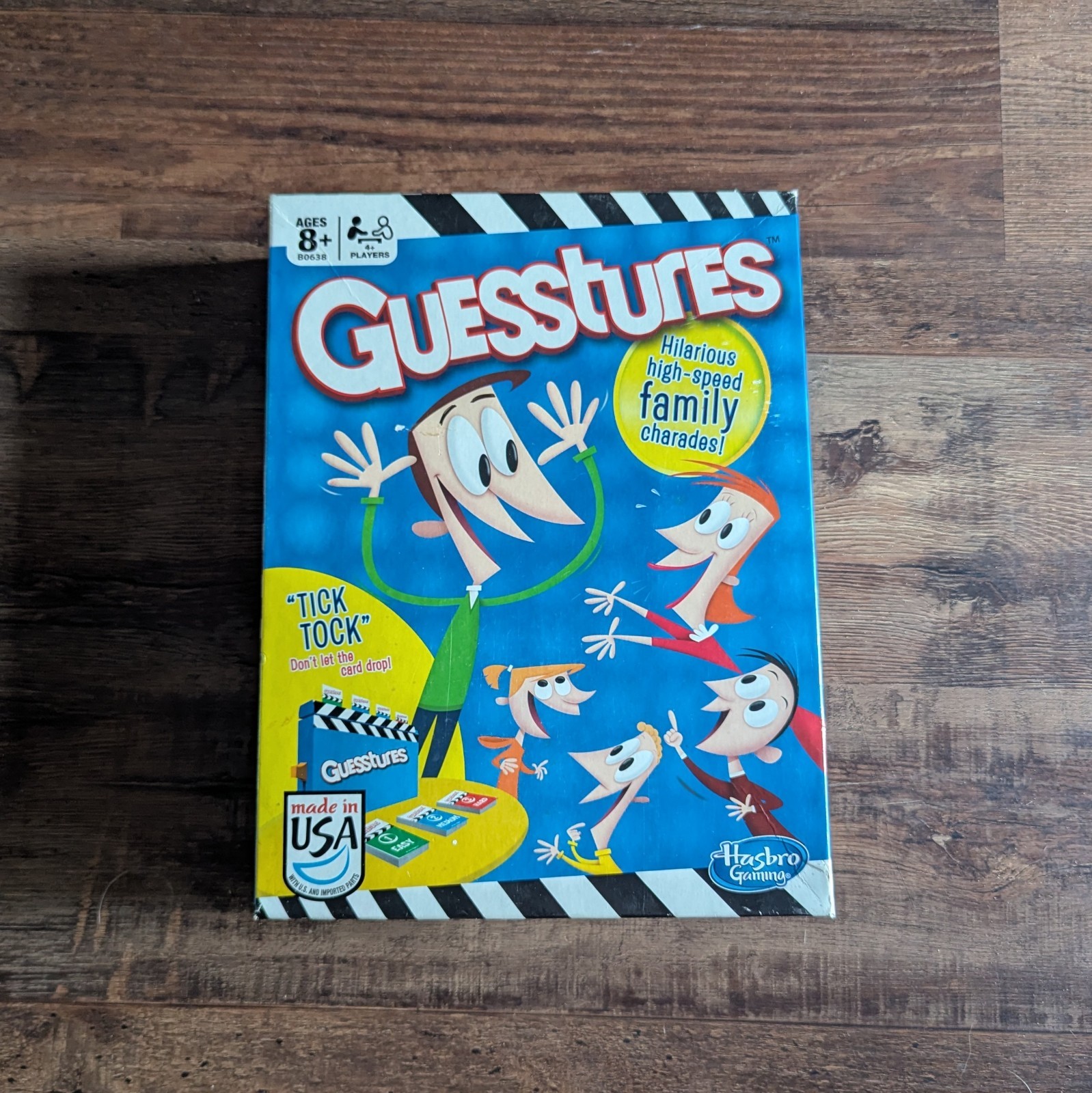 Guesstures Hilarious High-Speed Family Charades Game Ages 8+ Action Timer used