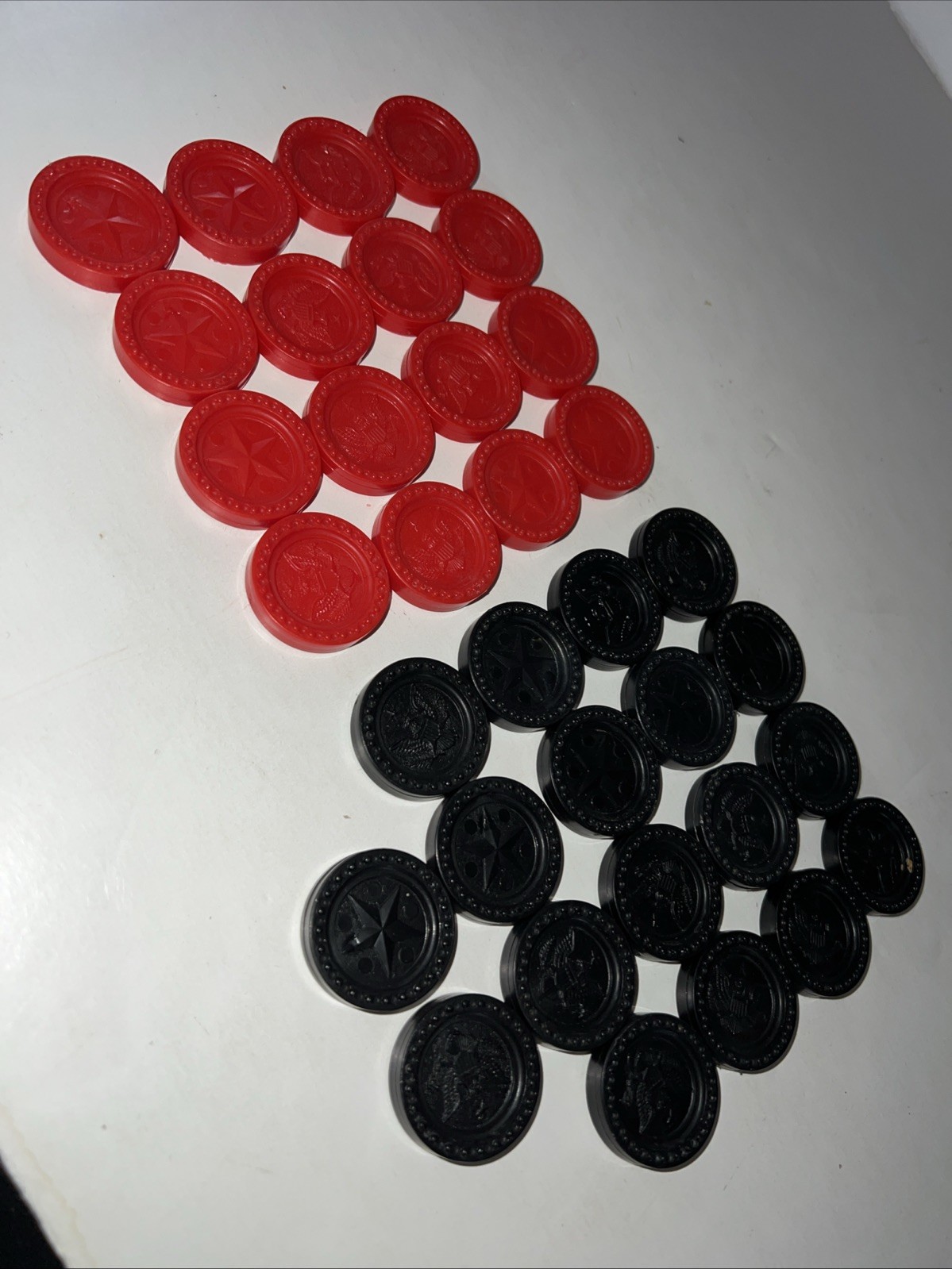 Vintage Lot Of Connect 4 Checker Replacement Game Pieces 18 Black & 16 Red
