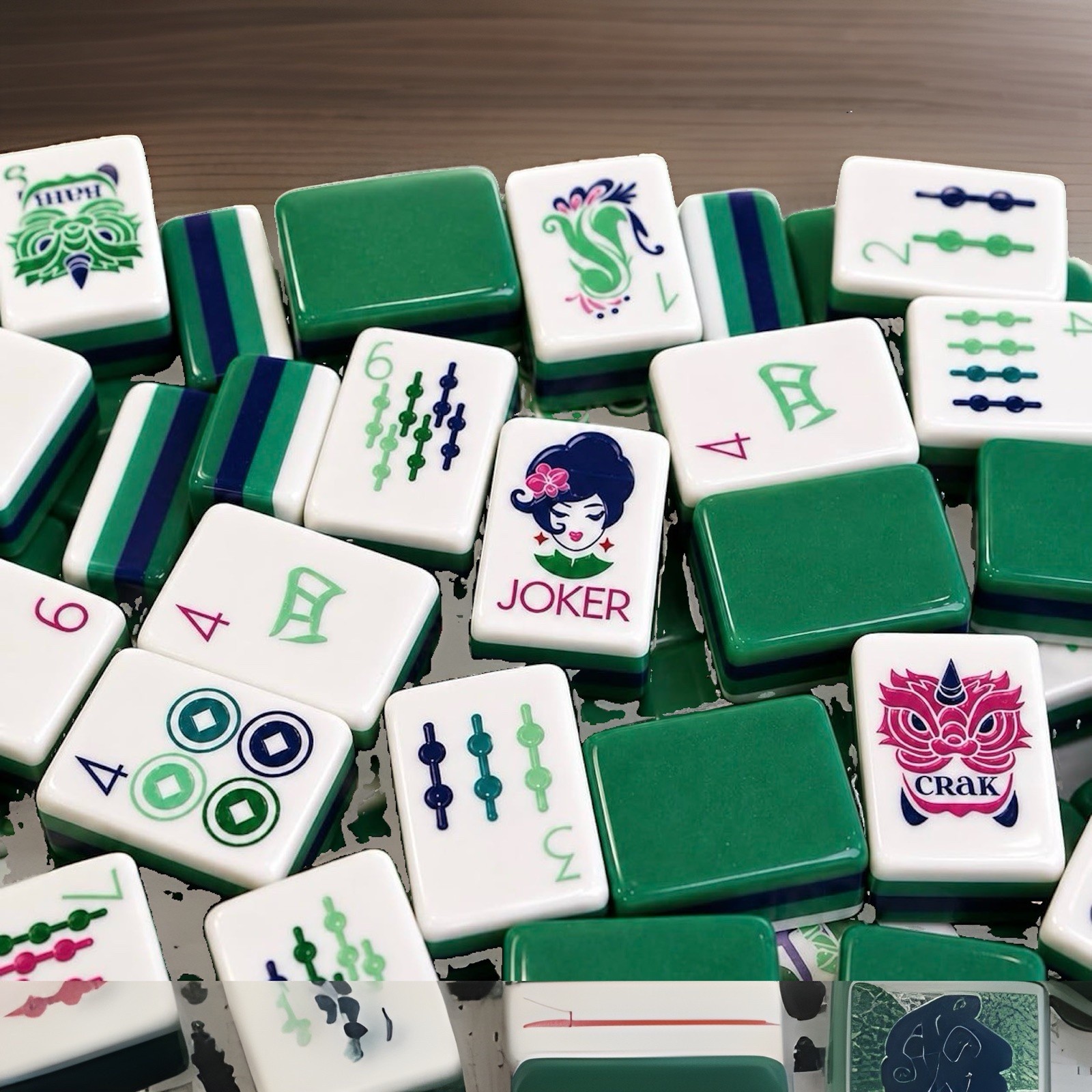 American Mahjong Set•160 Engraved Tiles •Racks & Pushers•Leather Tile Satchel