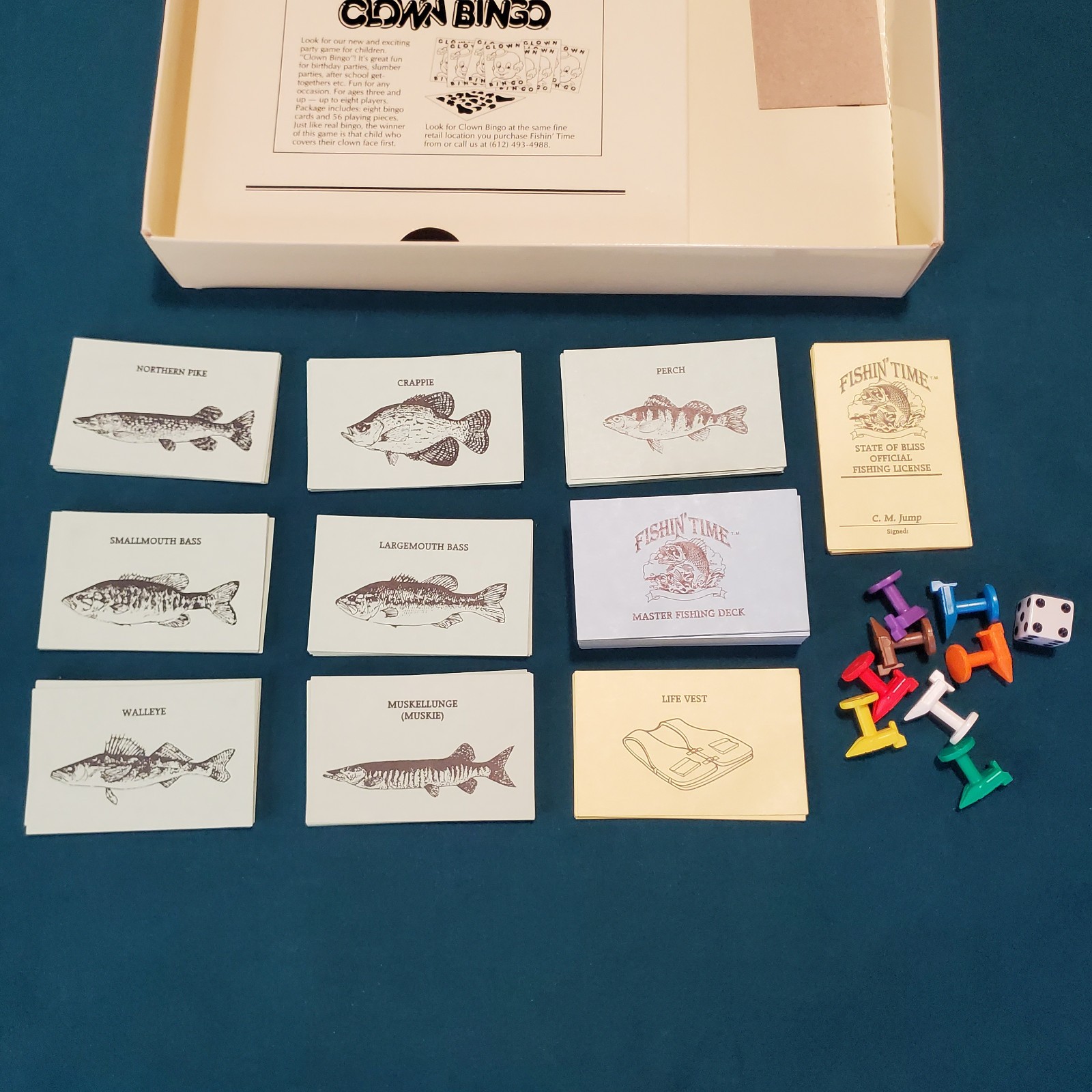 Fishin’ Time Fishing Challenge Board Game 1986 VINTAGE Distinctive Games USA **
