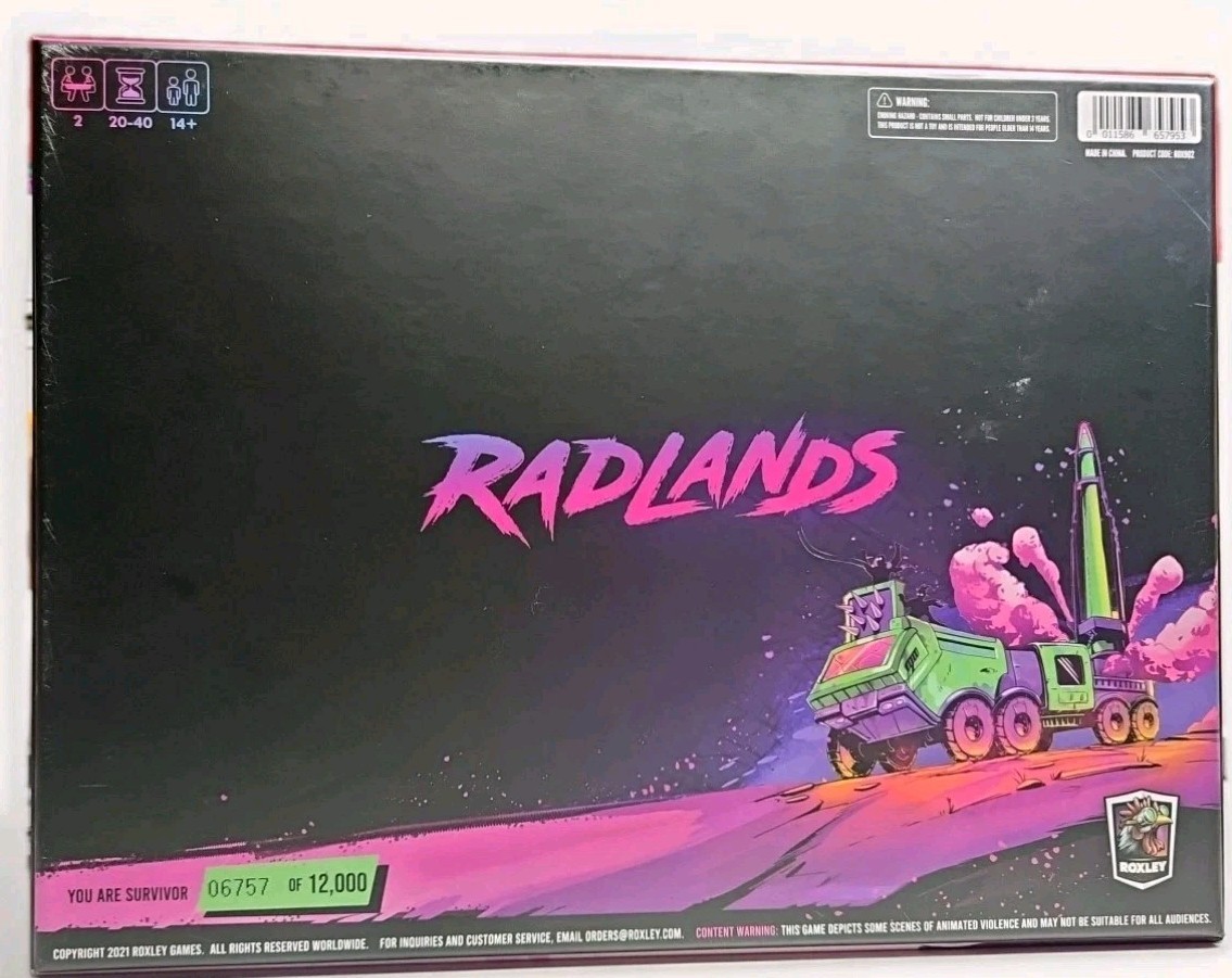 Roxley Boardgame Radlands (Super Deluxe Ed) Box EX/NM Plus Camp Expansion