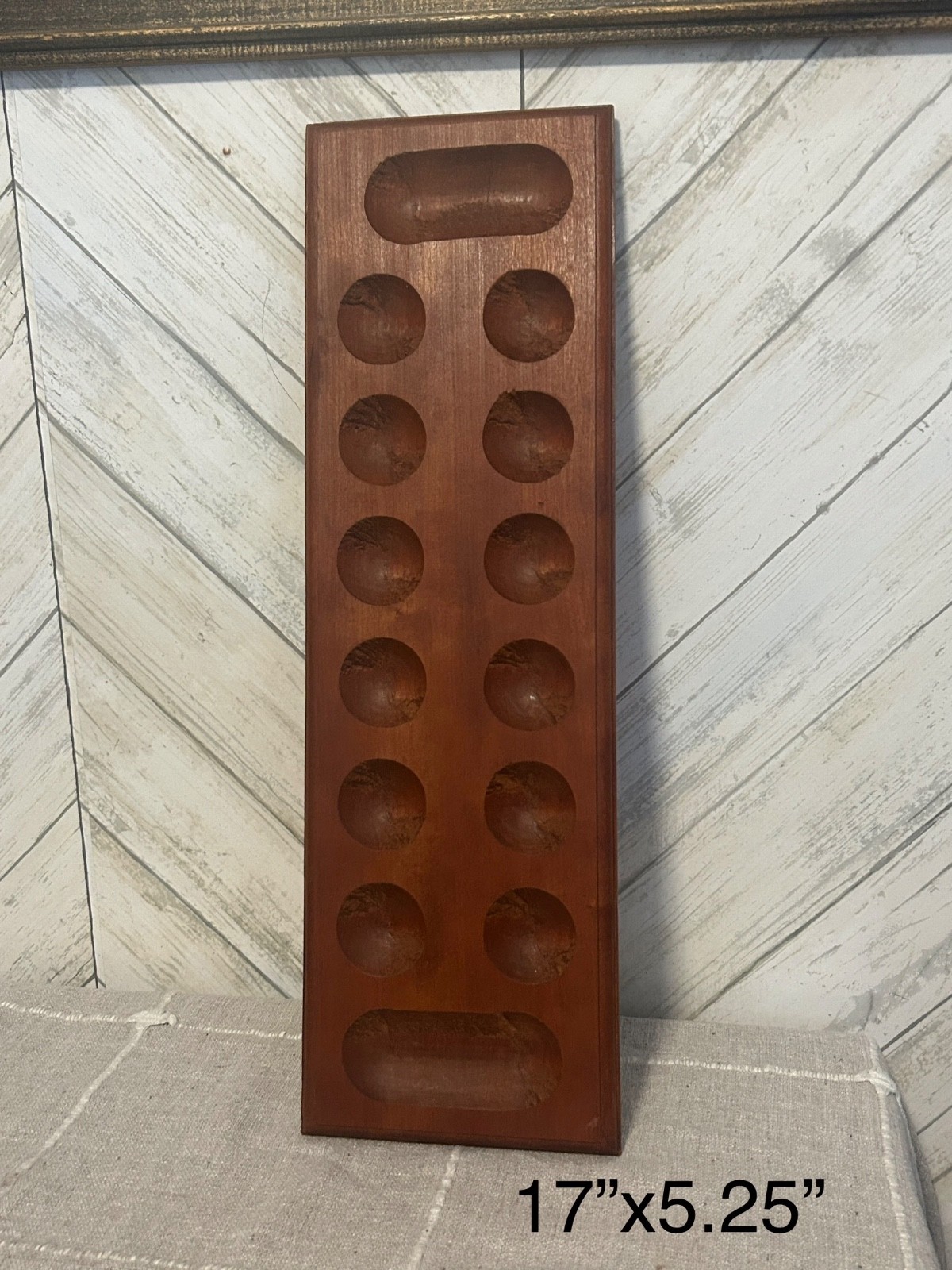Vintage Handmade Michigan Beach Stone Backgammon Mancala Board Game 17″
