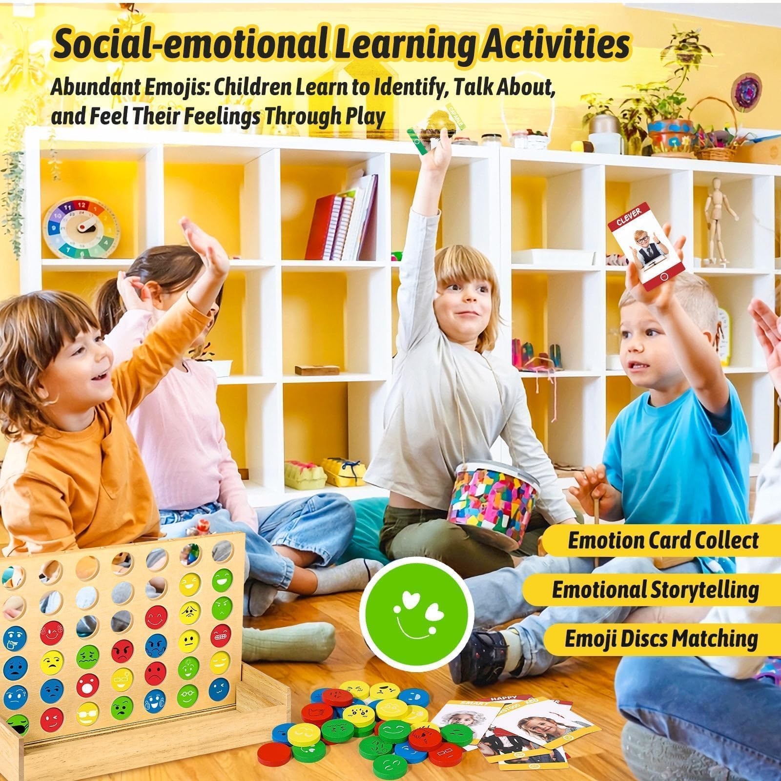 Social Emotional Learning Therapy Games for Kids, w/56 Emotion Cards, Connect…