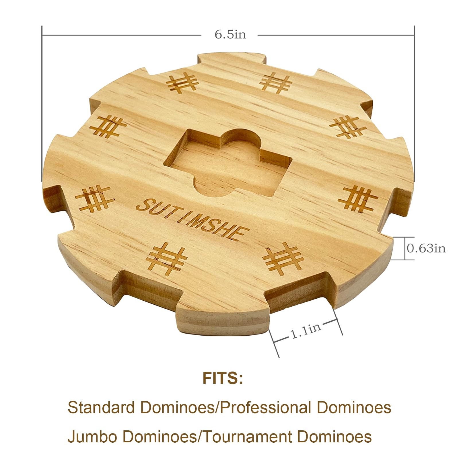 SUTIMSHE Wooden Hub Centerpiece for Mexican Train Dominoes Game with Felted Bott