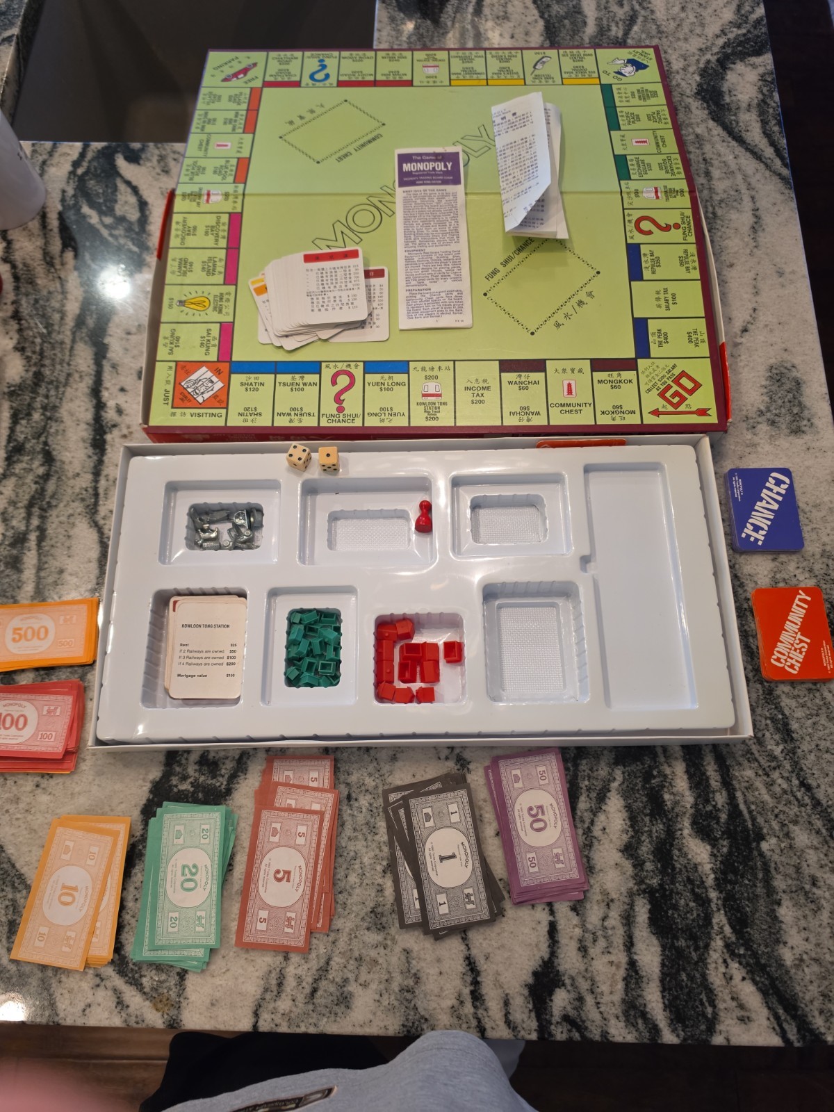 Vintage 1993 Waddingtons Monopoly Hong Kong Edition Bilingual COMPLETE Set Rare