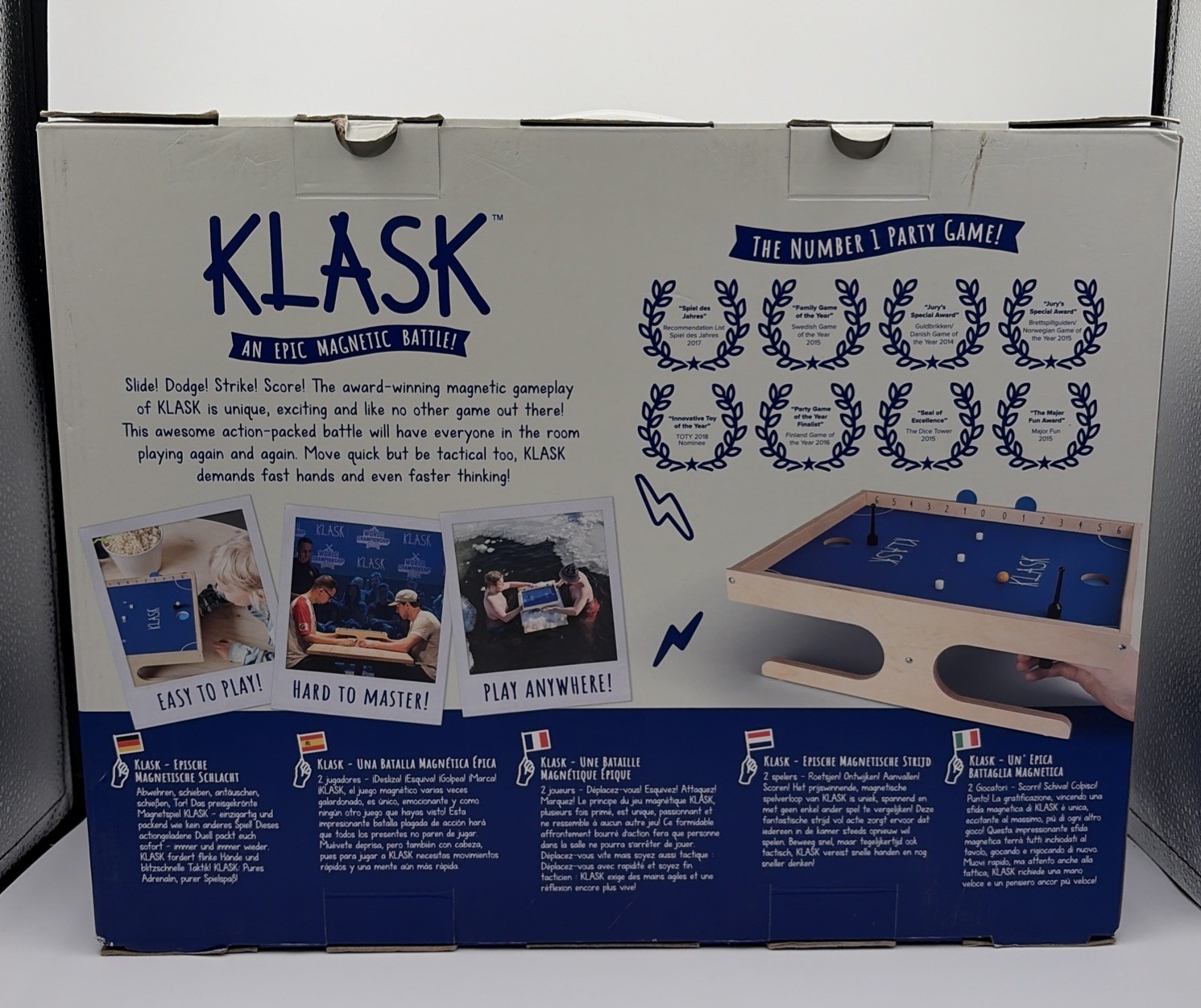 Klask Tabletop Board Game. An Epic Magnetic Battle.