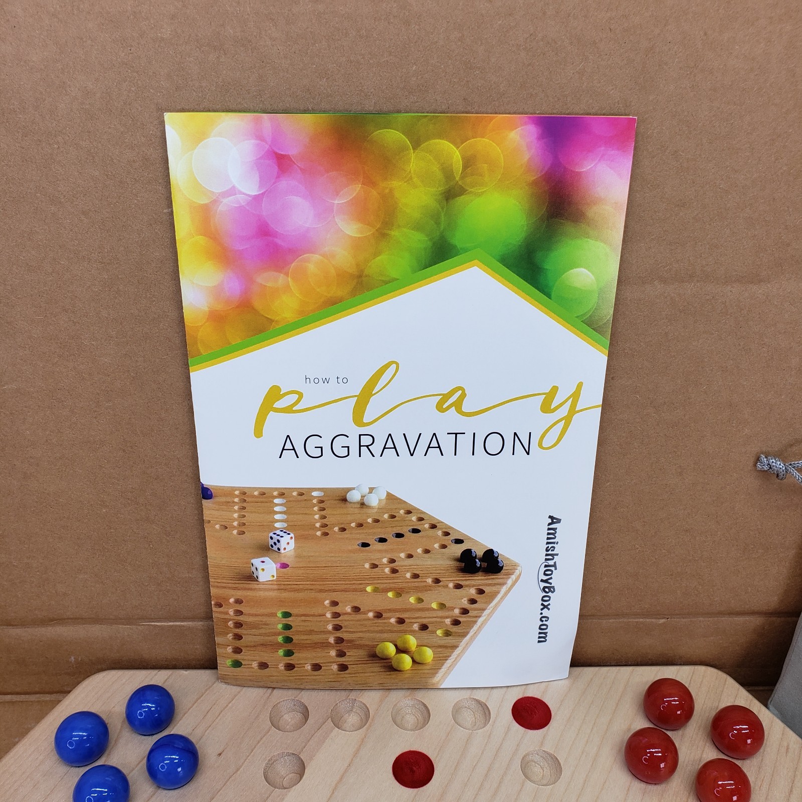 Oak Hand-painted Double-sided Aggravation Game Board, 16″ Amish Wood