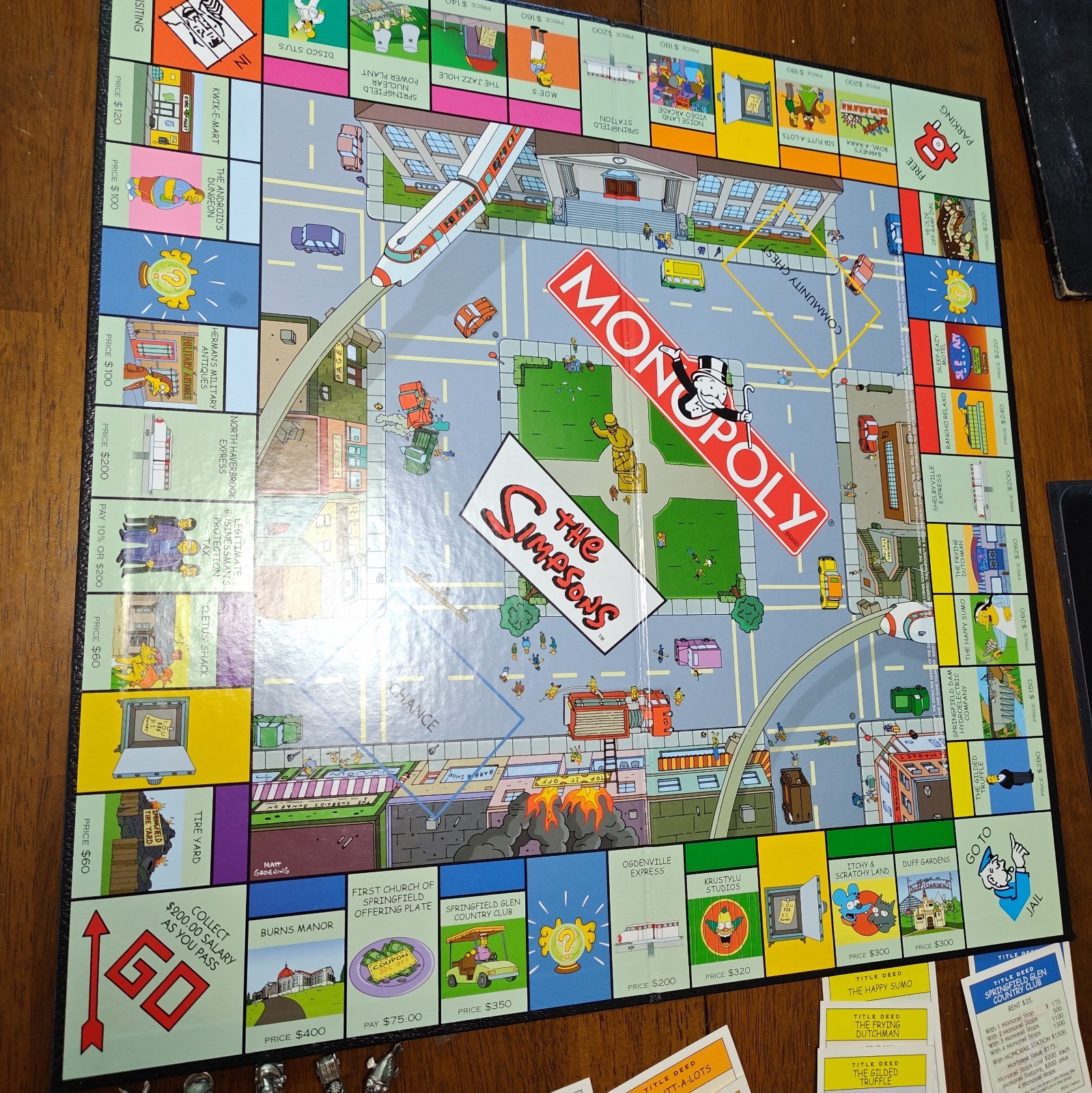 The Simpsons Monopoly Board Game W/ All 6 Pewter Tokens | Fully Complete In Box