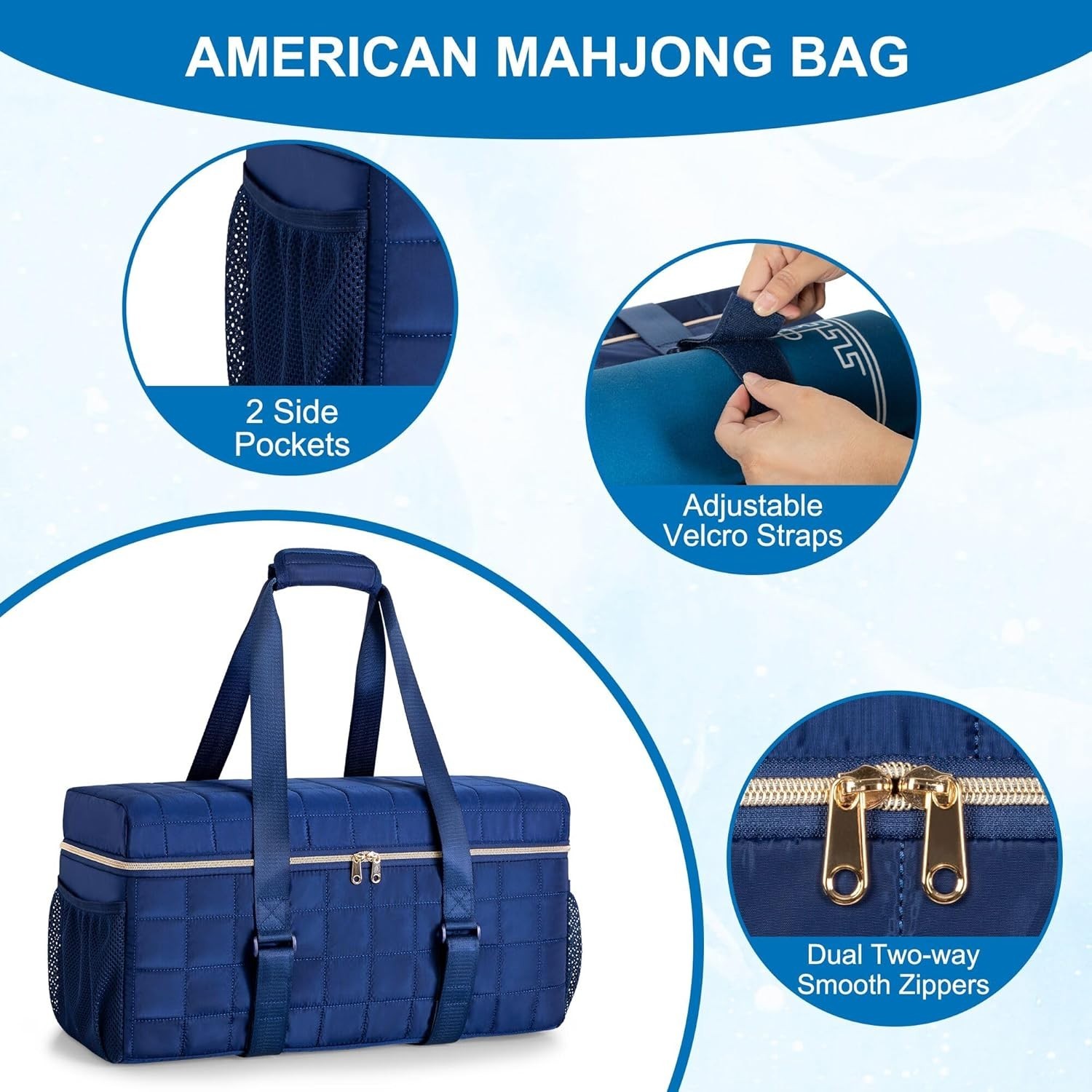 Teamoy 3 Pcs Empty Mahjong Bag, American Mahjong Set Bag with Tiles Bag and Rack