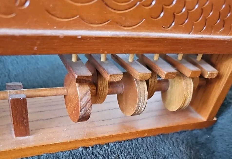 Unique Asian Dragon Themed Handmade Wooden Camshaft Marble Ball Mover Roller Vtg