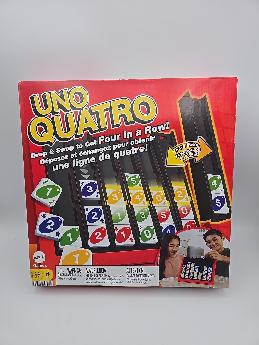Uno Quatro Game Adult Family Game Night Mattel Board Game Strategy Ages 7+